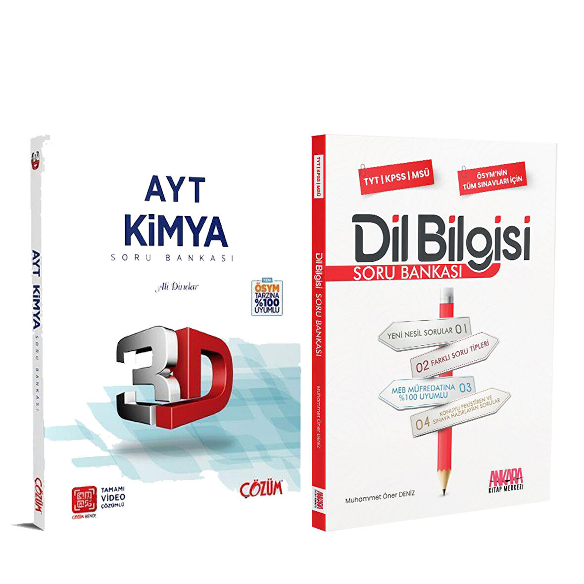 3D Yayınları AYT Kimya ve AKM Dil Bilgisi Soru Bankası Seti 2 Kitap