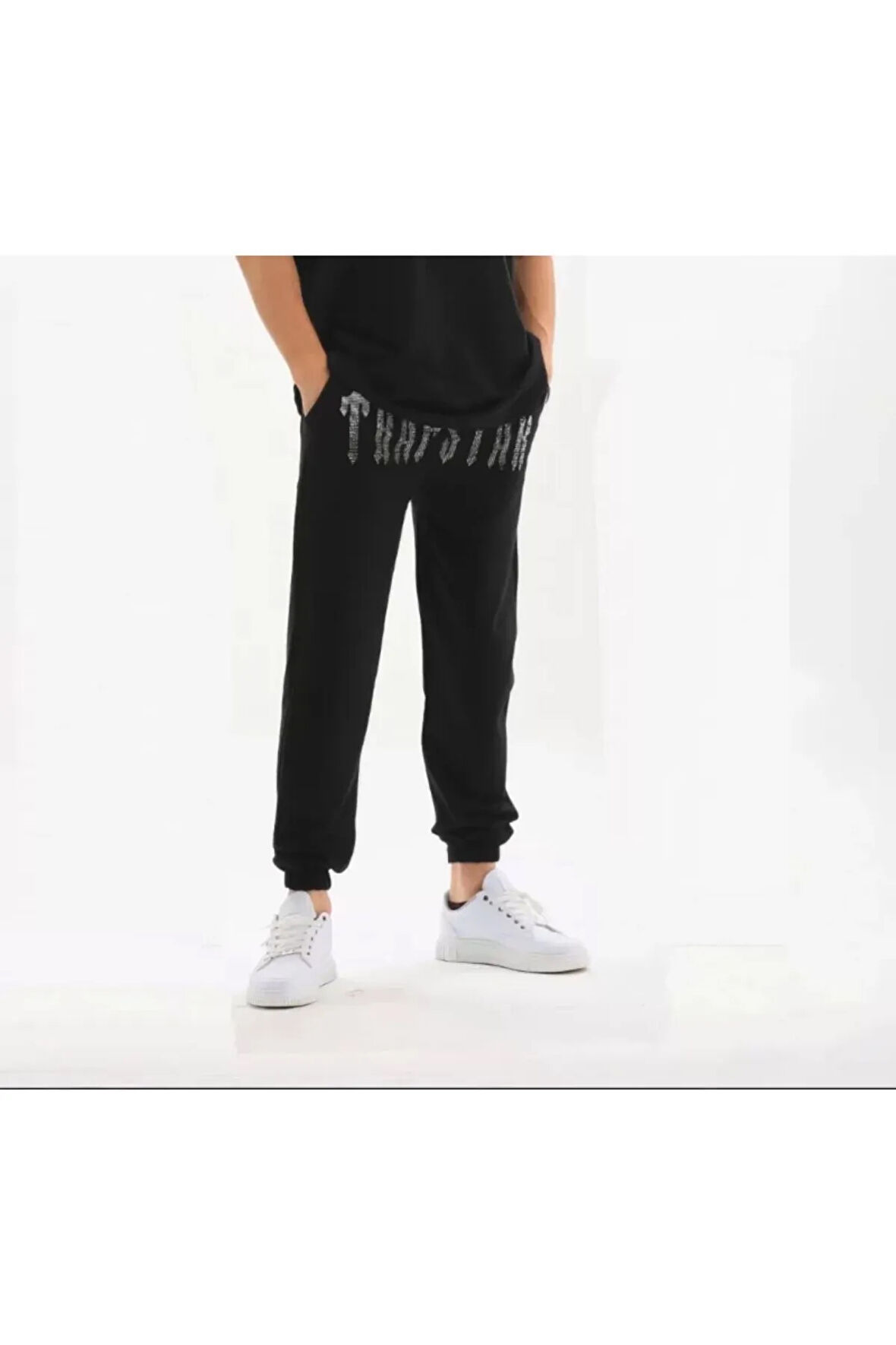 Unisex Trapstar Taş baskılı Eşofman Altı - Siyah