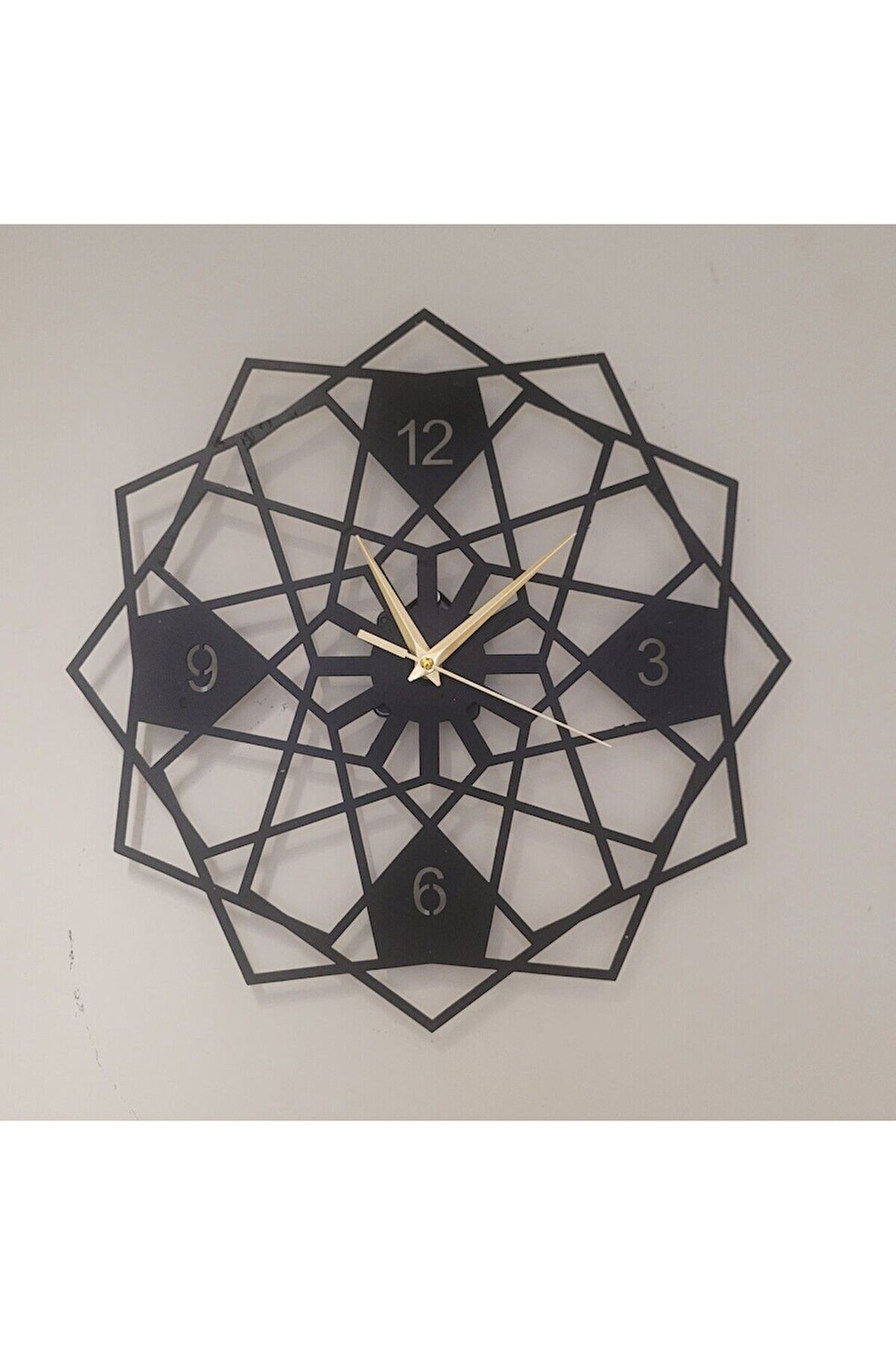 Duvar Saati Dekoratif Duvar Saati Lazer Kesim Duvar Saati Çelik Duvar Geometrik Desenli Sonsuz Duvar