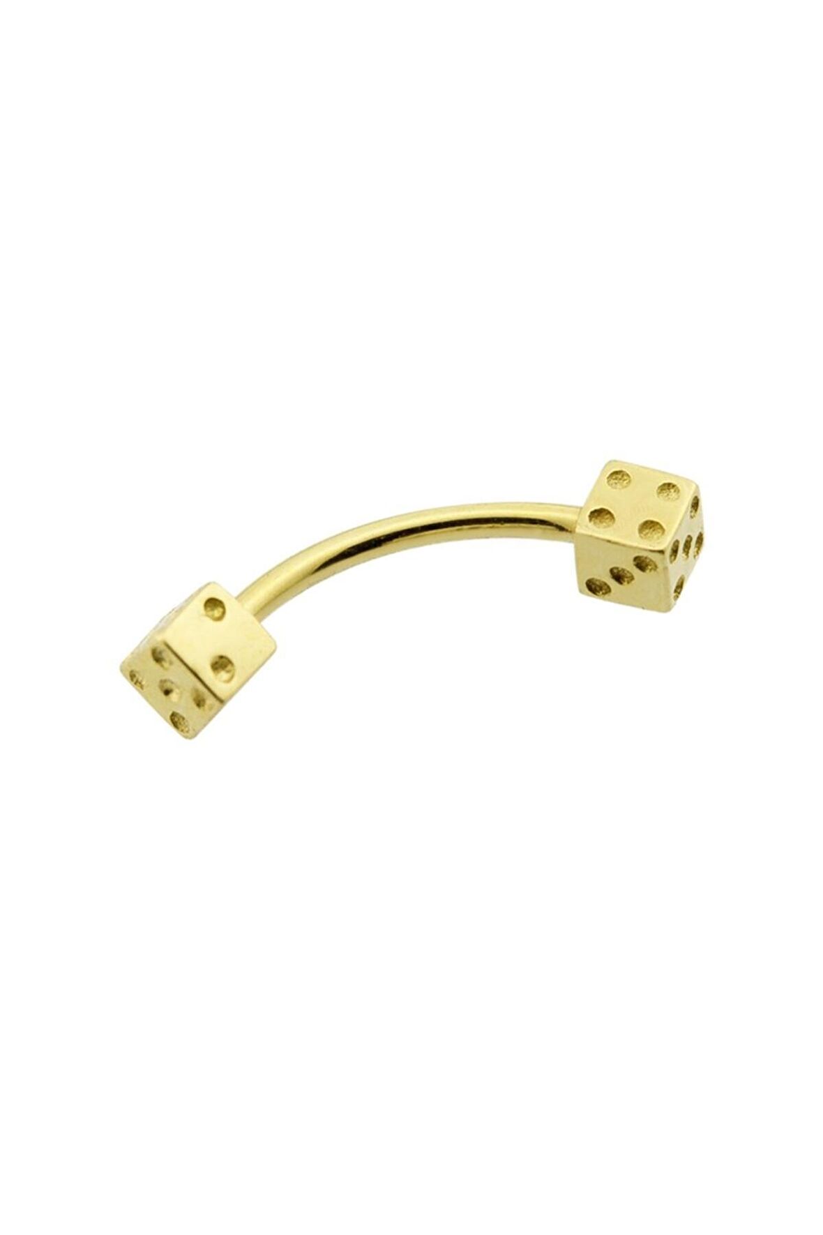 Altın Zar Kaş Rook Piercing 14 Ayar Sarı