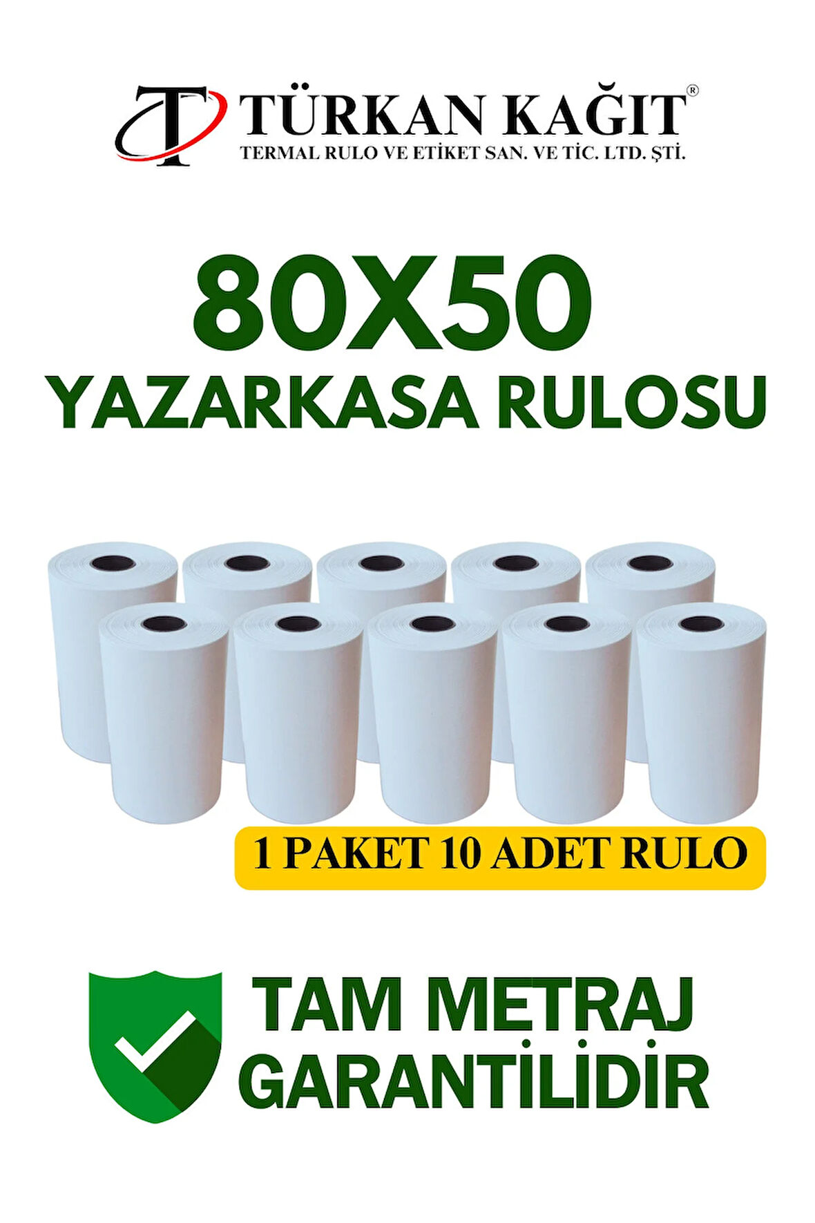 80x50 Termal Rulo - Yazarkasa Adisyon Rulosu 1 Paket 10 Adet