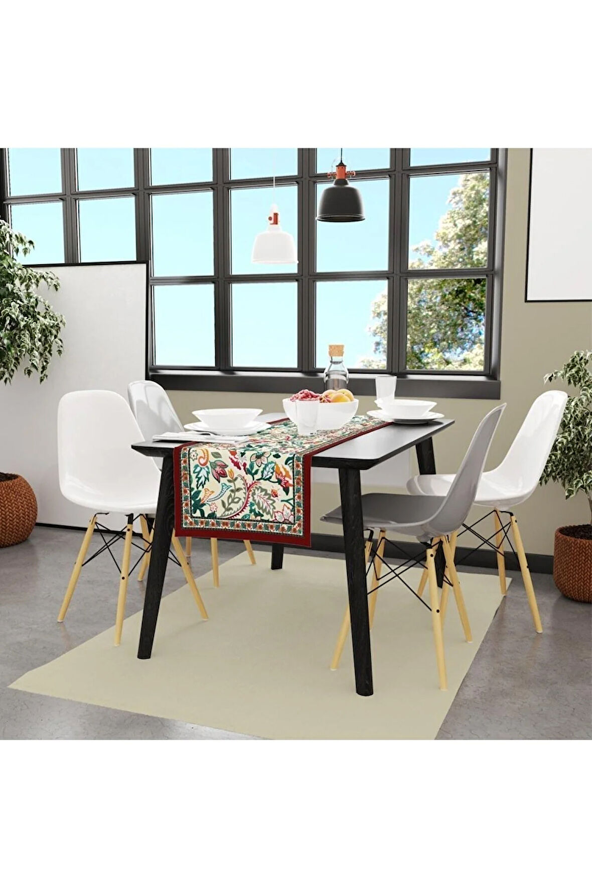 Colorful Leaves Runner 140x45cm ( Ince Keten, Uluslararası Yıkama Ve Solmama Sertifikası)