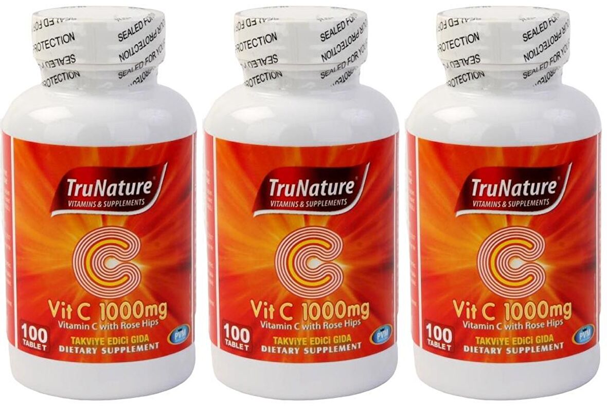 Trunature Vitamin C Vitamini 1000 Mg Rose Hips 3x100 Tablet Kuşburnu Ekstresi