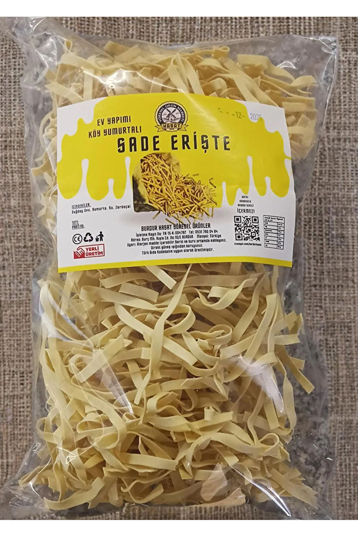 500 gr Ev Yapımı Tagliatelle Kesim Sade Erişte