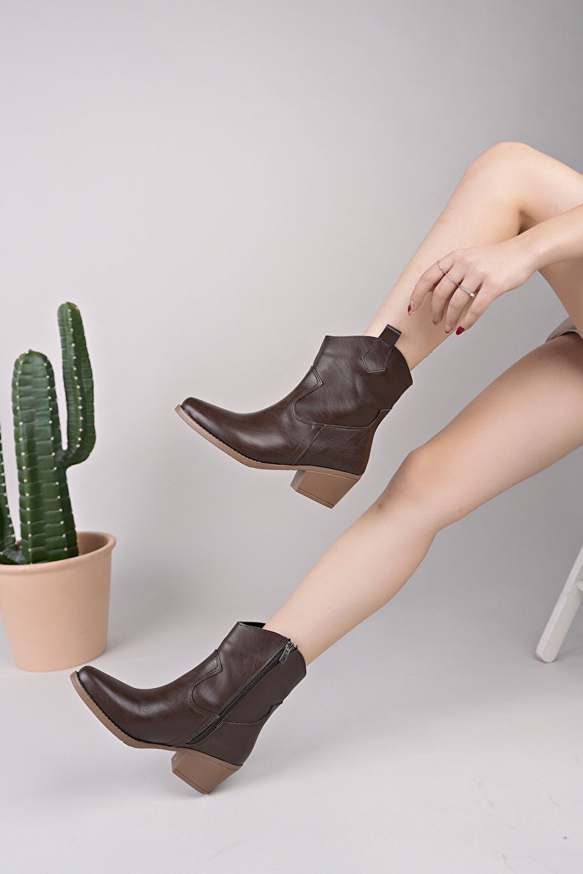 Western Acı Kahve Kısa Kovboy Çizme