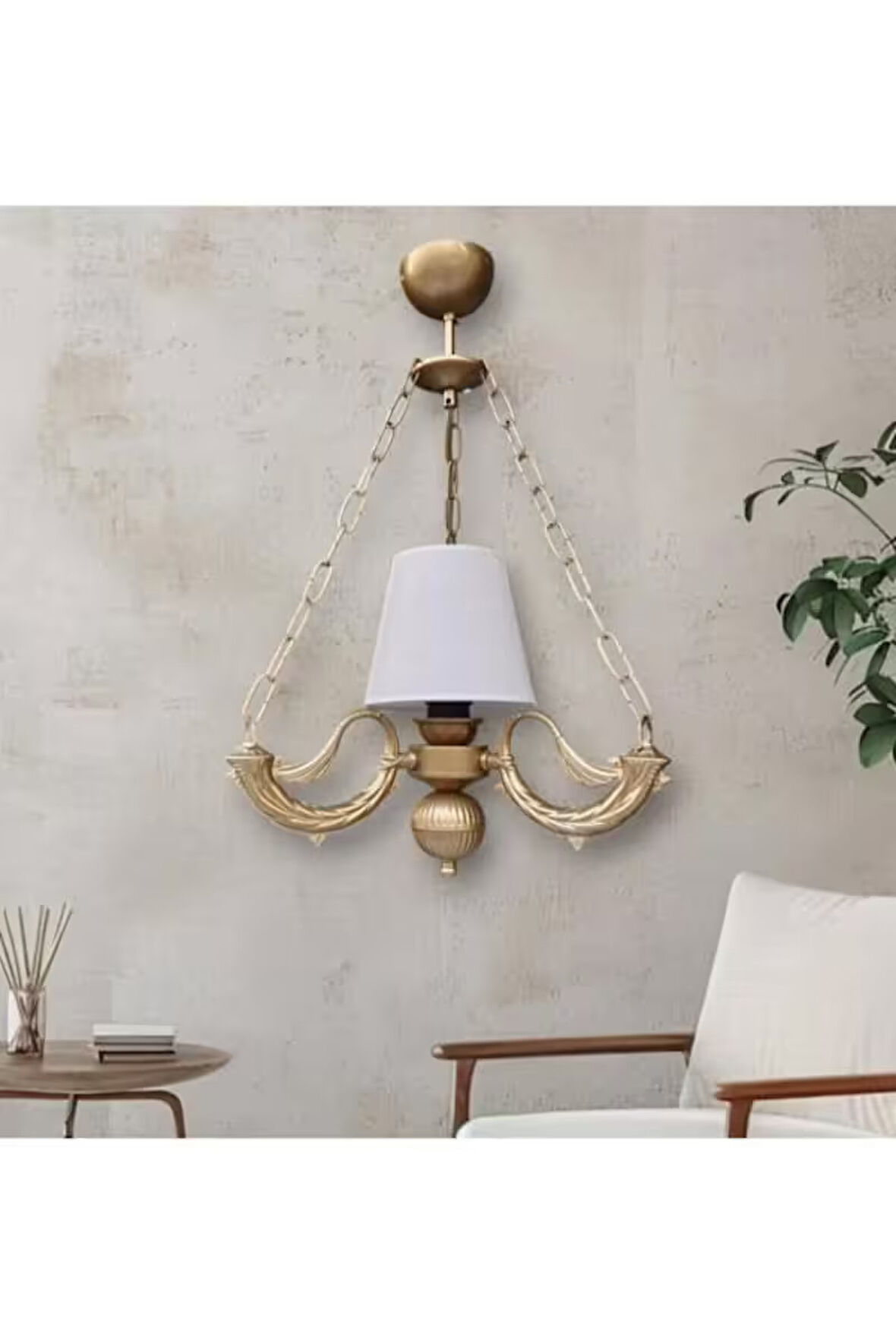 TEKLİ RİGA AVİZE ZİNCİRLİ ESKİTME KREM RENGİ ŞAPKALI