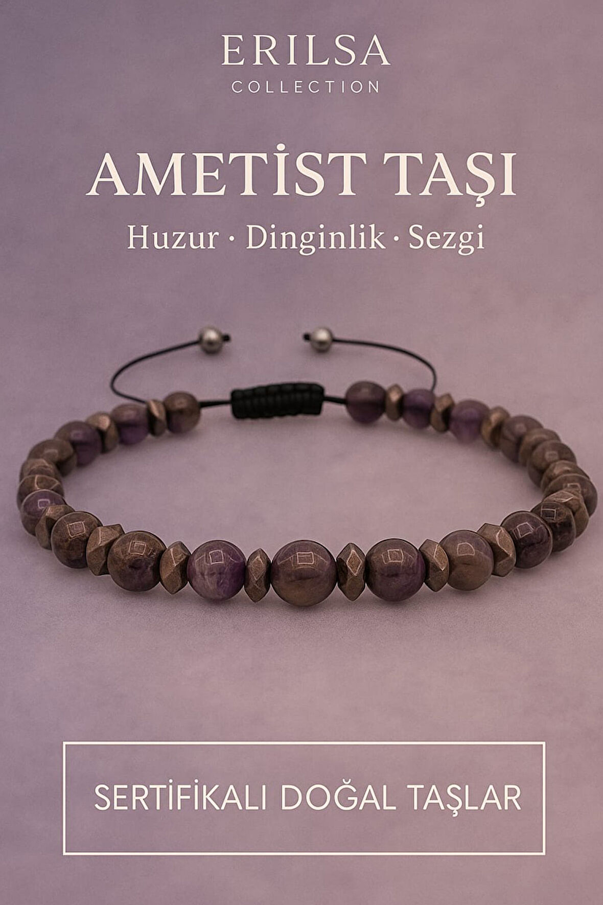 Sertifikalı Premium Ametist Taşı Bileklik – Huzur, Sezgi ve Ruhsal Dinginlik