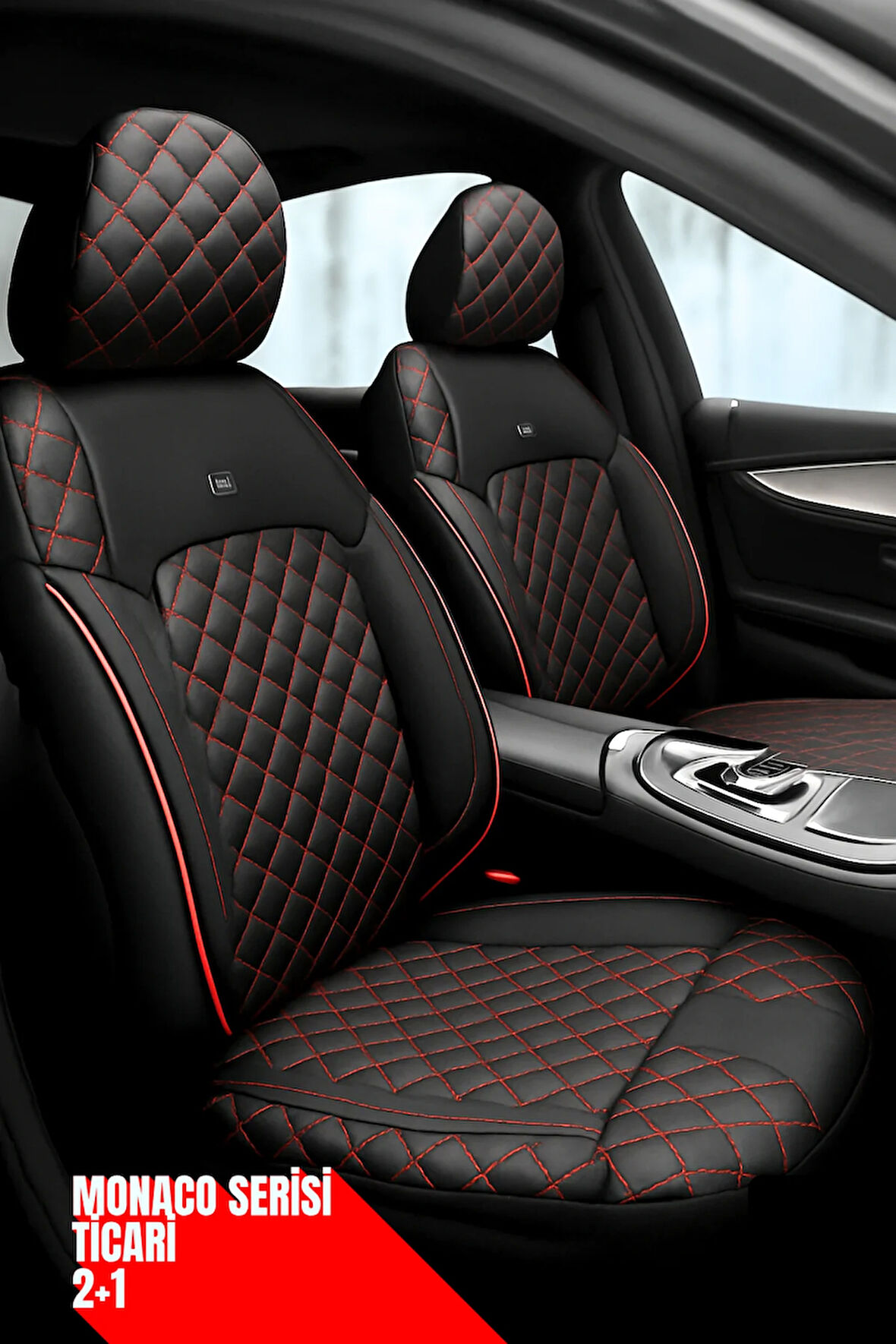 Kia Rio 2006-2011 – Ticari Araç 2+1 Uyumlu Monaco Serisi Eviza Koltuk Kılıfı – Siyah, Kolay Montaj