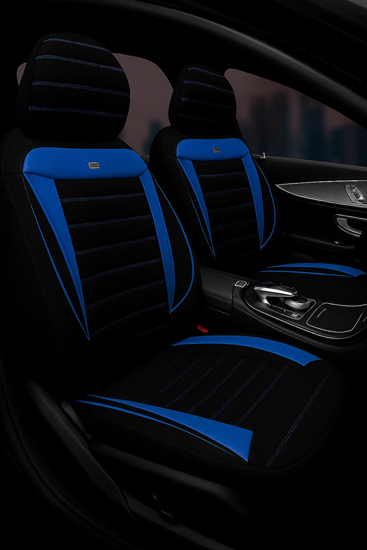 Skoda Kamic 2019 ve Sonrası Pulse Serisi Raşel Siyah Mavi Koltuk Kılıfı