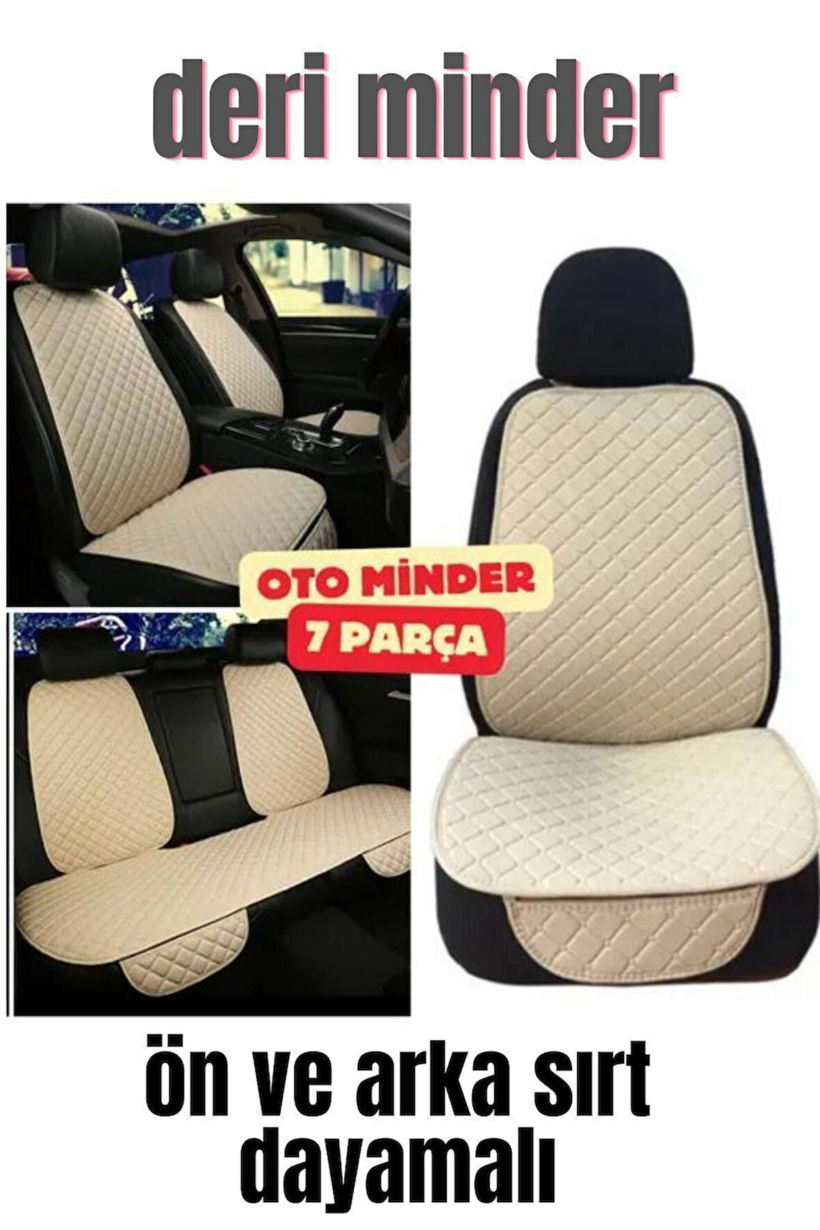 Deri Cepli Oturak Kapitone Sırt Dayamalı Minder Siyah