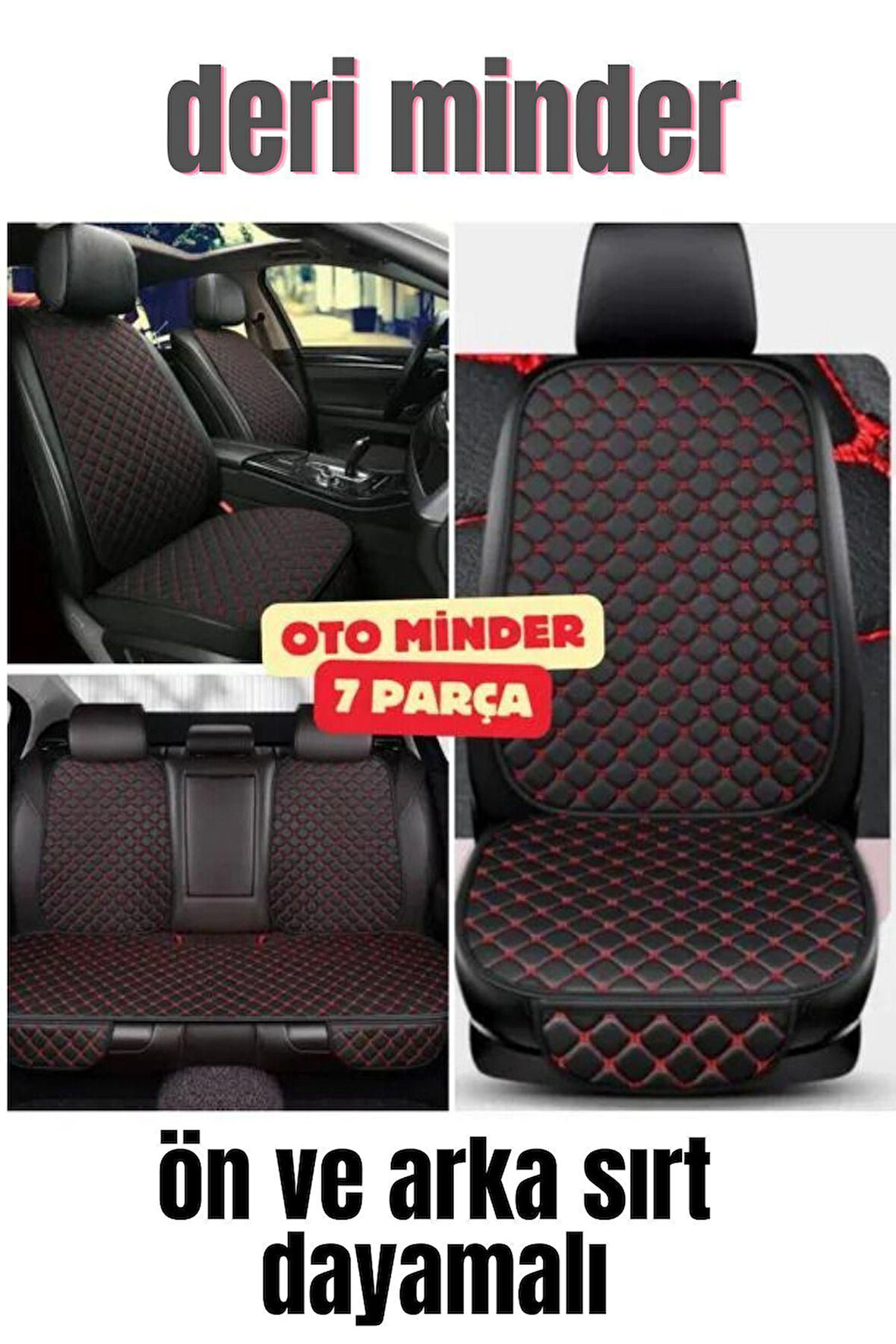 Deri Cepli Oturak Kapitone Sırt Dayamalı Minder Siyah