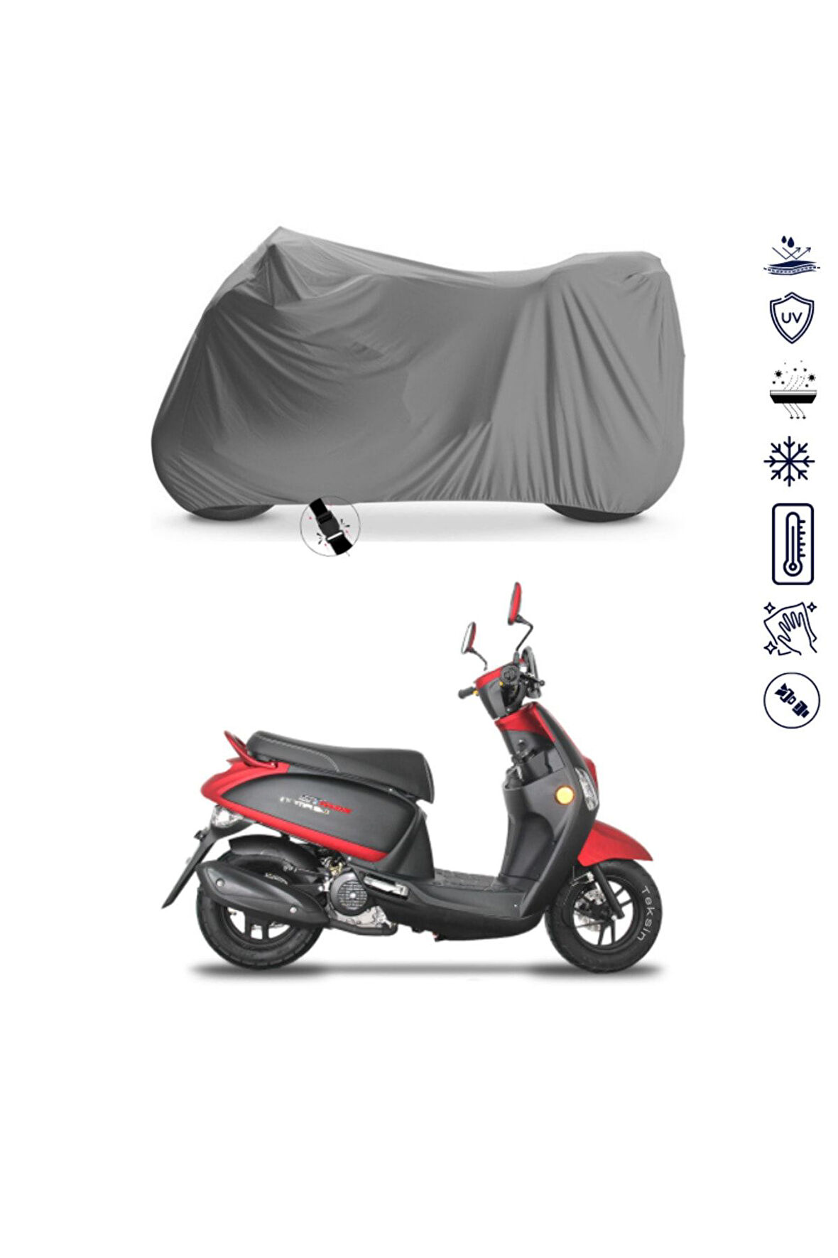 Stmax Roma 50 Çantalı  Motor Motosiklet Brandası Bağlantı Tokalı 4 Mevsim Su Geçirmez