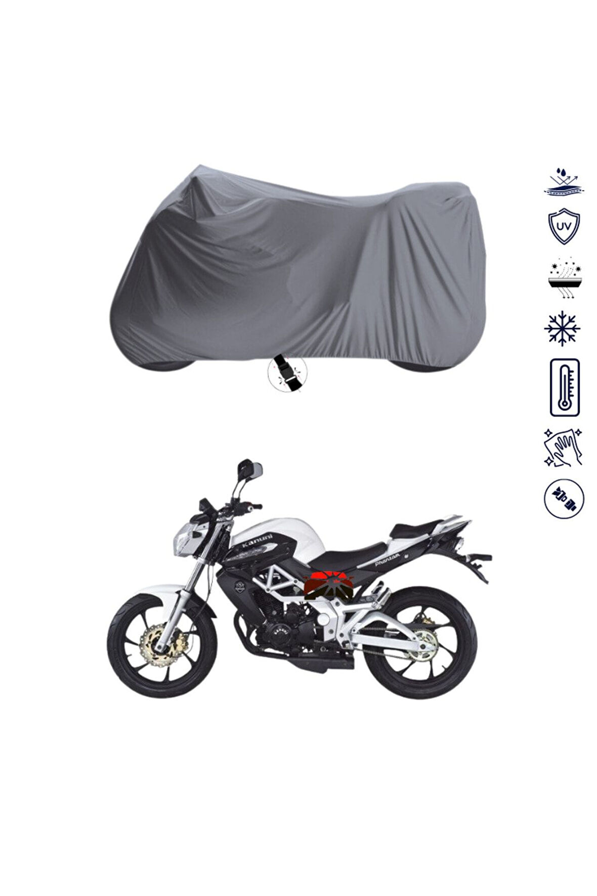 KANUNİ PHANTOM Arka Çanta Uyumlu  Motor Motosiklet Brandası Bağlantı Tokalı 4 Mevsim Su Geçirmez