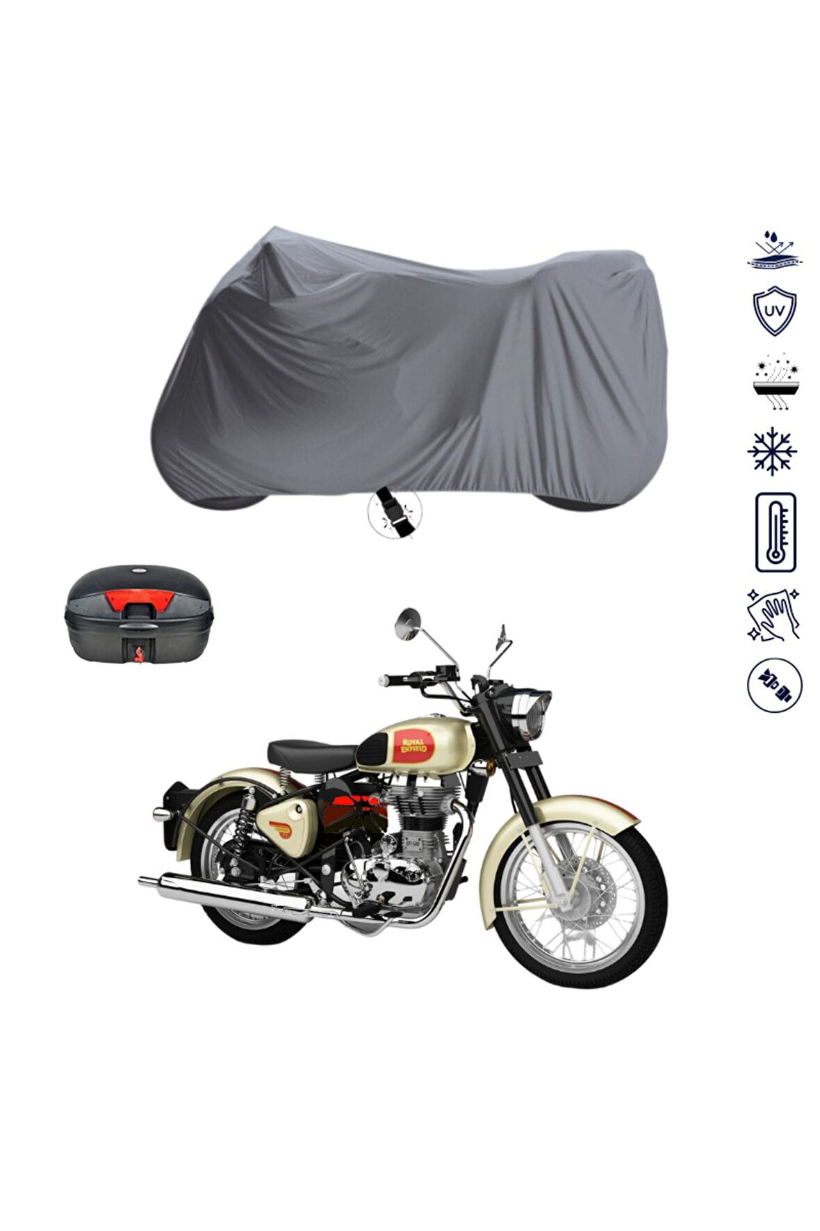 ROYAL ENFİELD CLASSİC 500 Arka Çanta Uyumlu  Motor Motosiklet Brandası Bağlantı Tokalı 4 Mevsim Su Geçirmez