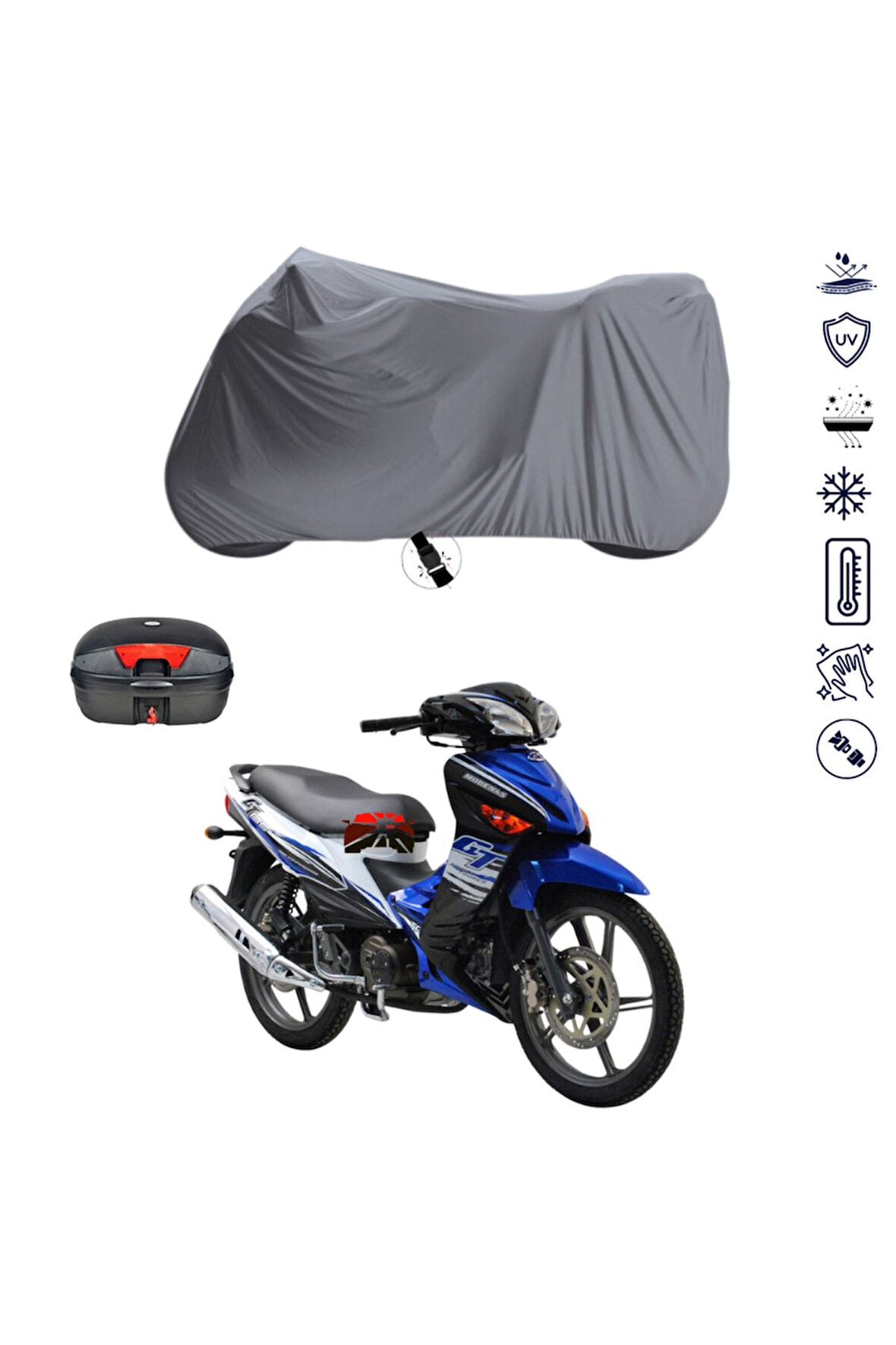 MODENAS GT 135 Arka Çanta Uyumlu  Motor Motosiklet Brandası Bağlantı Tokalı 4 Mevsim Su Geçirmez