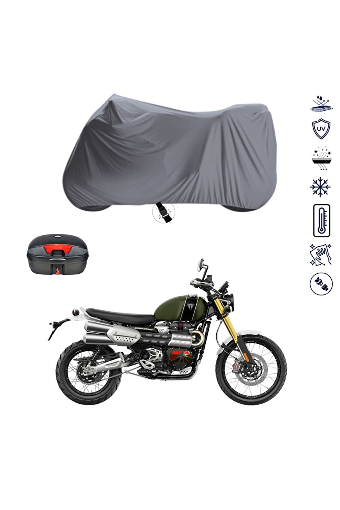 Triumph Scrambler Arka Çanta Uyumlu  Motor Motosiklet Brandası Bağlantı Tokalı 4 Mevsim Su Geçirmez