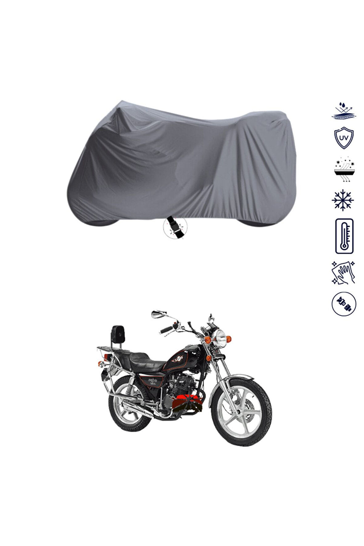 KANUNİ SEYHAN 125 Arka Çanta Uyumlu  Motor Motosiklet Brandası Bağlantı Tokalı 4 Mevsim Su Geçirmez