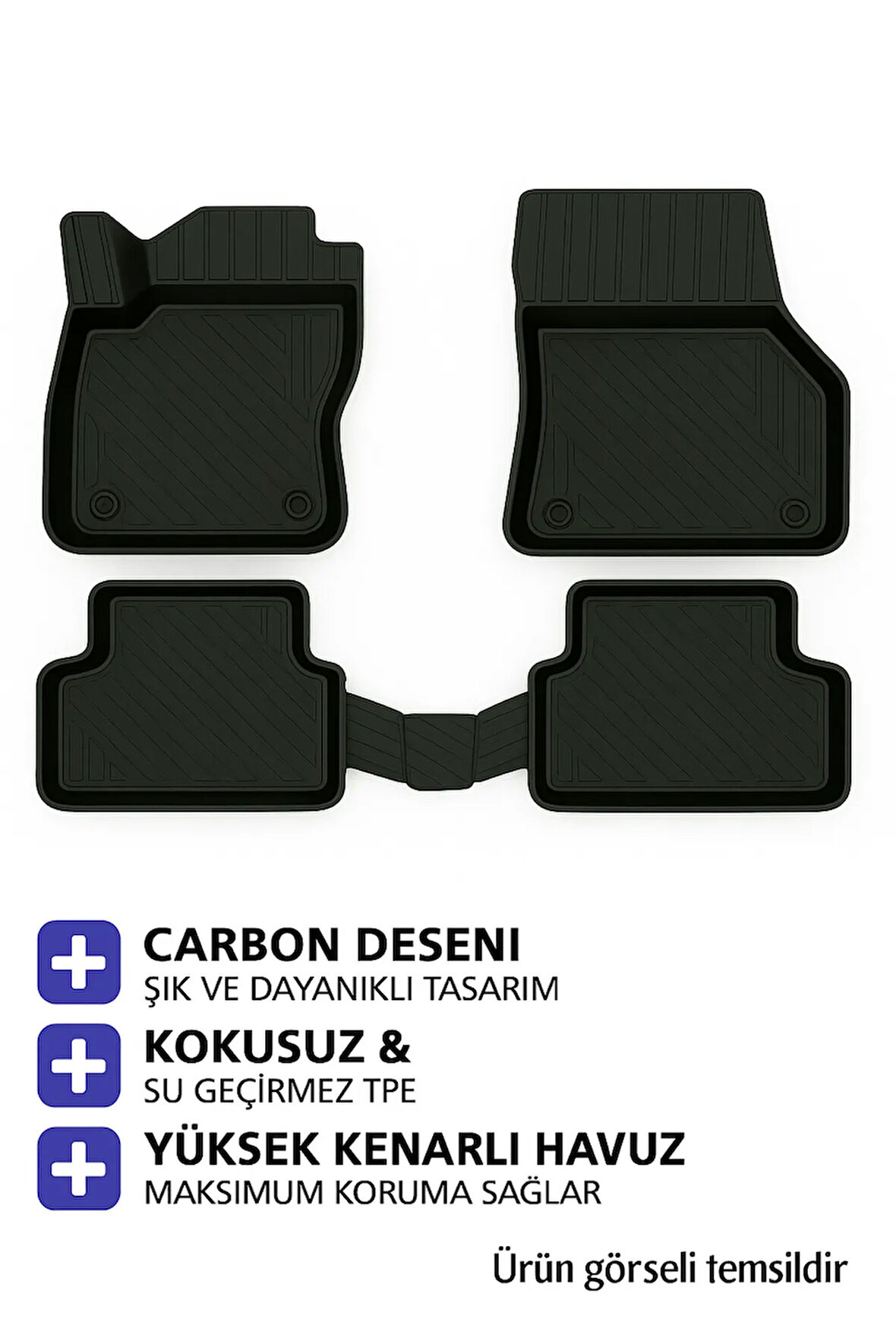 Toyota Corolla 2025 Carbon Desen Havuzlu Paspas | Kaymaz & Koku Yapmaz