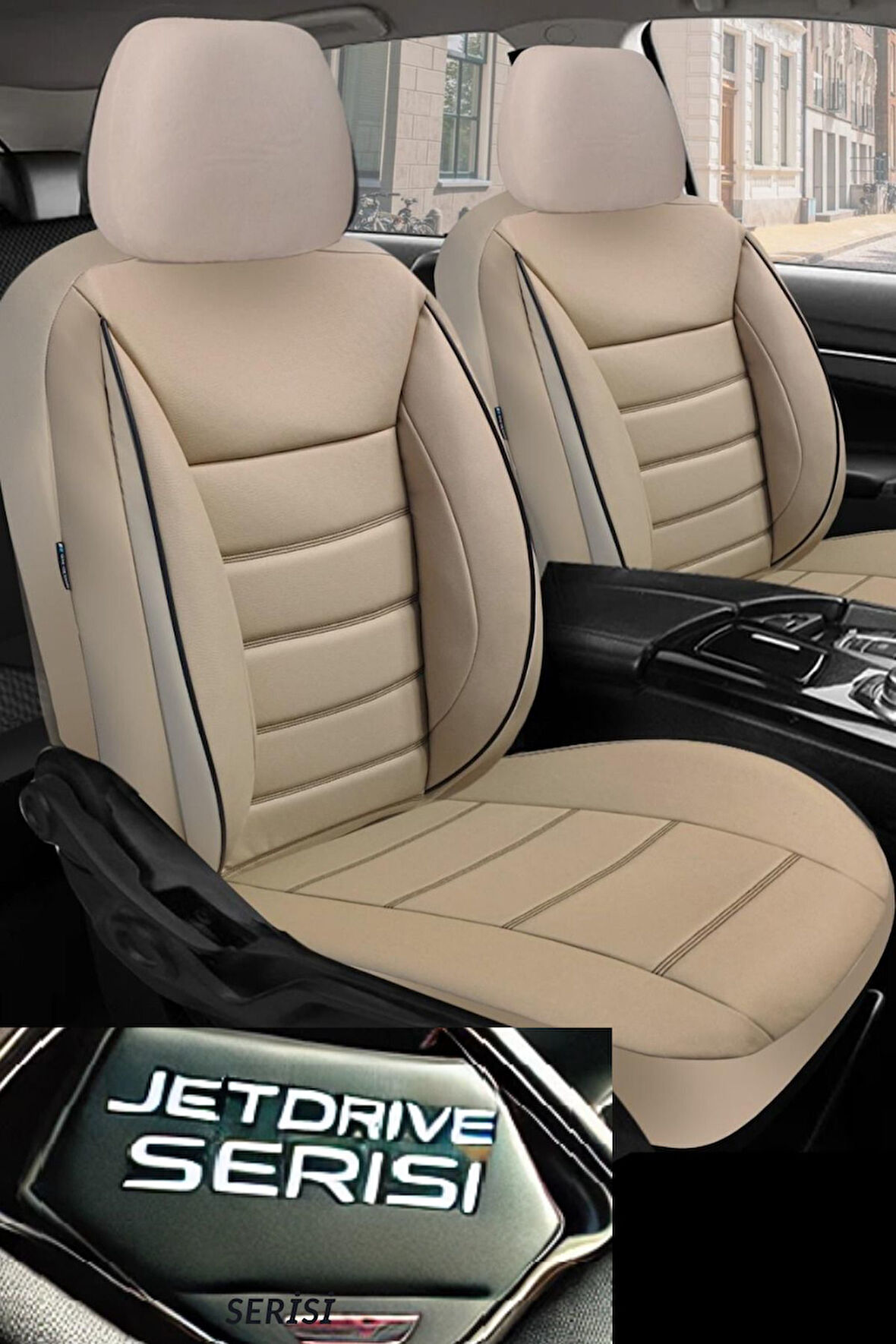 Ford Mondeo Sedan 2001-2007  Aracınıza Uyumlu JetDrive Deri Koltuk Kılııfı Siyah