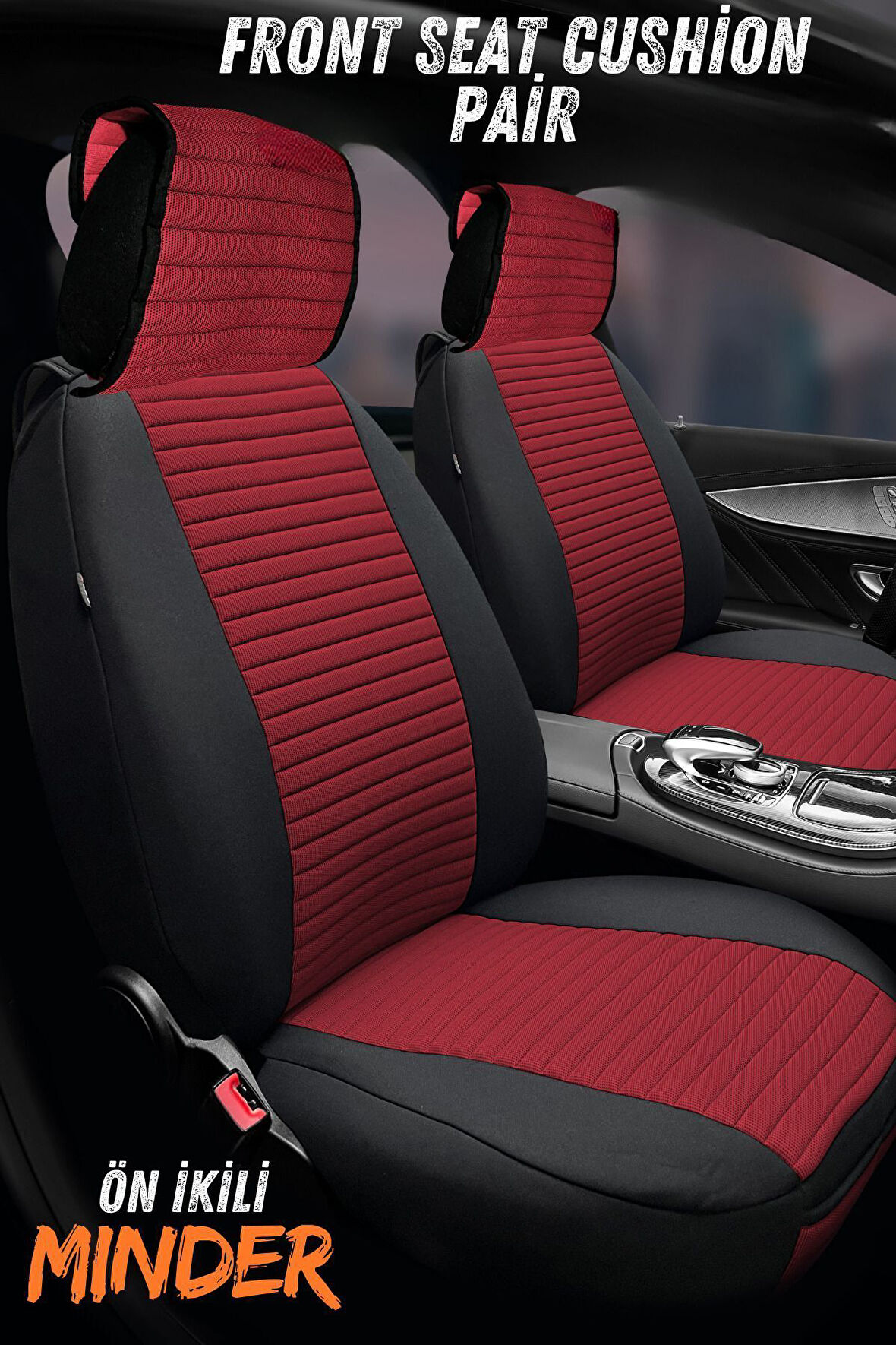 Elegance Comfort Pique Ön İkili Koltuk Minderi Araç İçi Konforun Anahtarı Kırmızı Siyah
