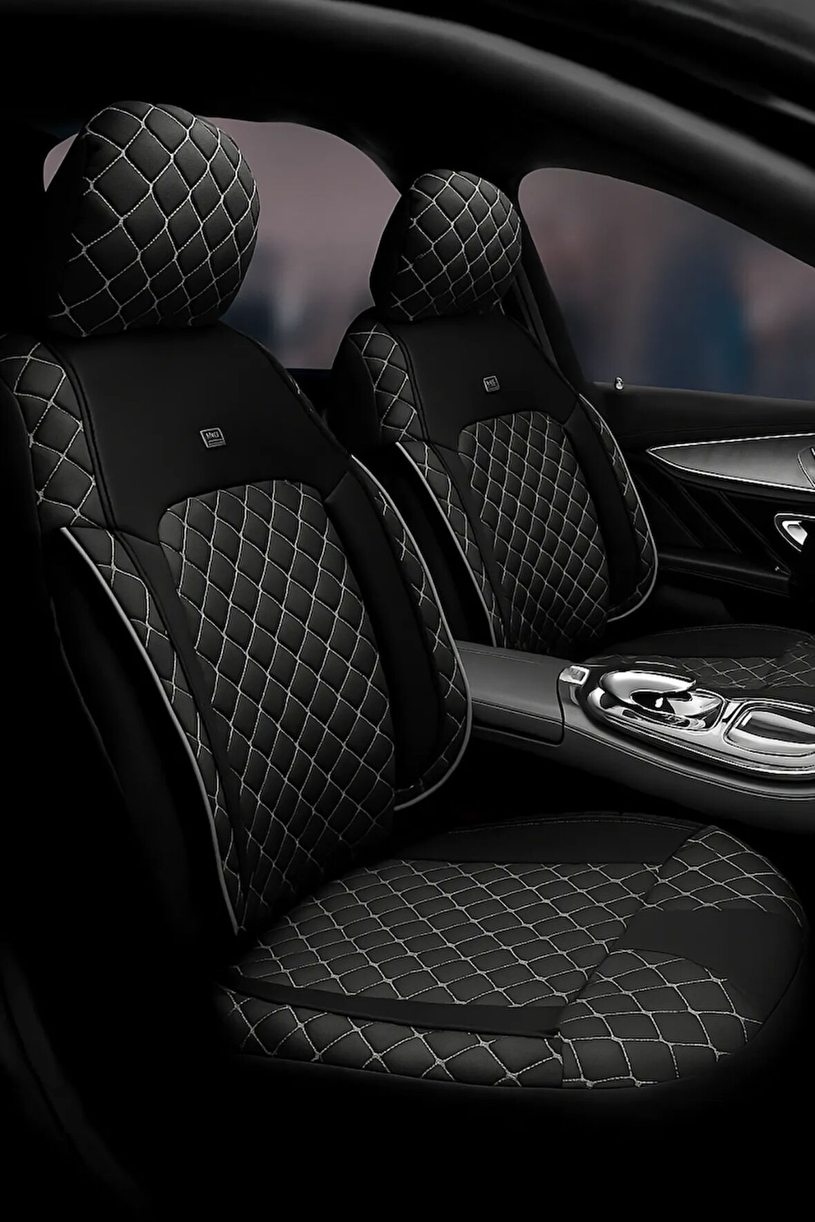 Kia Rio 2012-2015 Monaco Serisi Eviza Siyah Beyaz Koltuk Kılıfı