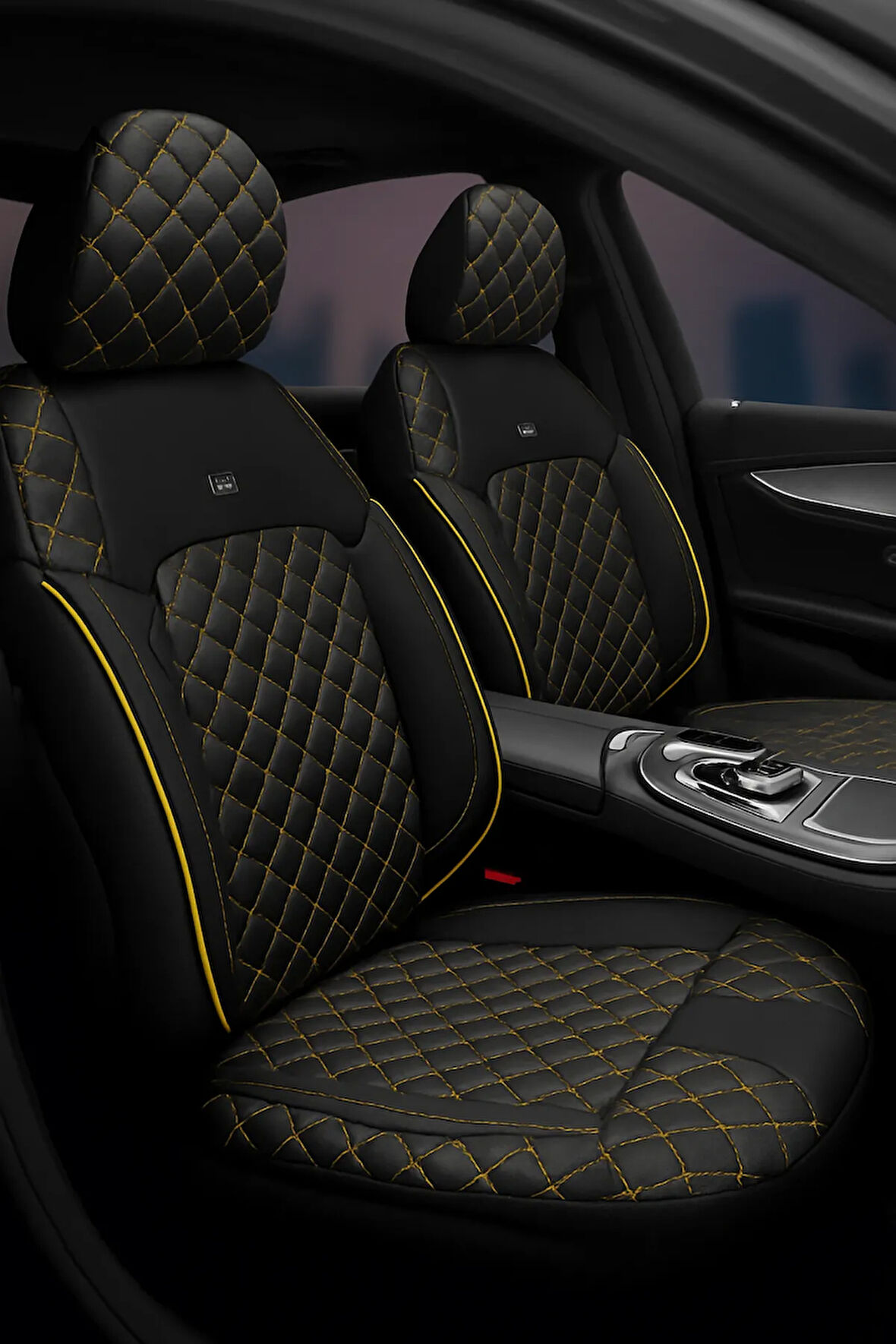 Skoda Kamic 2019 ve Sonrası Monaco Serisi Eviza Siyah Sarı Koltuk Kılıfı