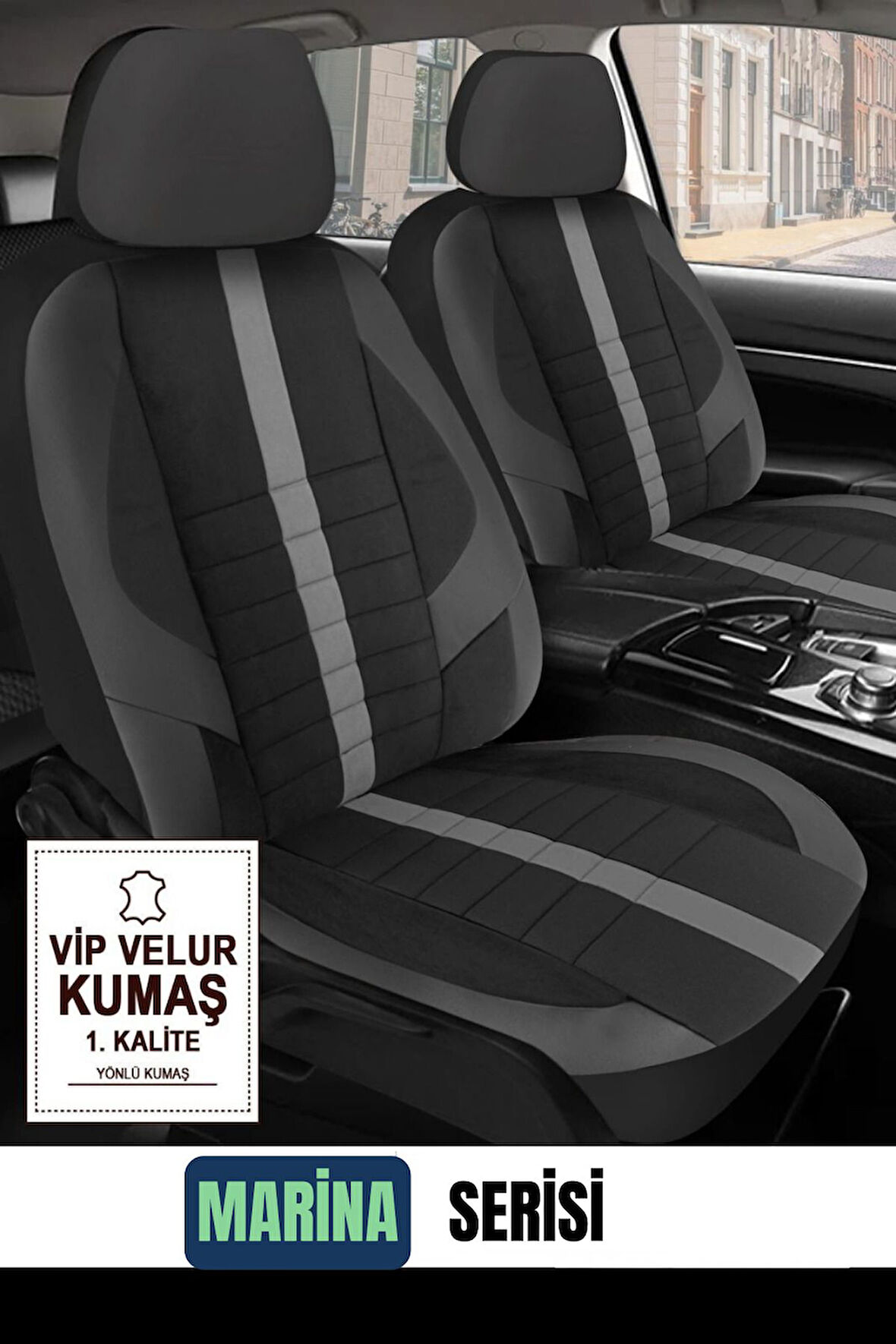 Honda Civic Hachback Sedan 2016-2021  Aracınıza Uyumlu Füme Velür Serisi Deri Kılıf