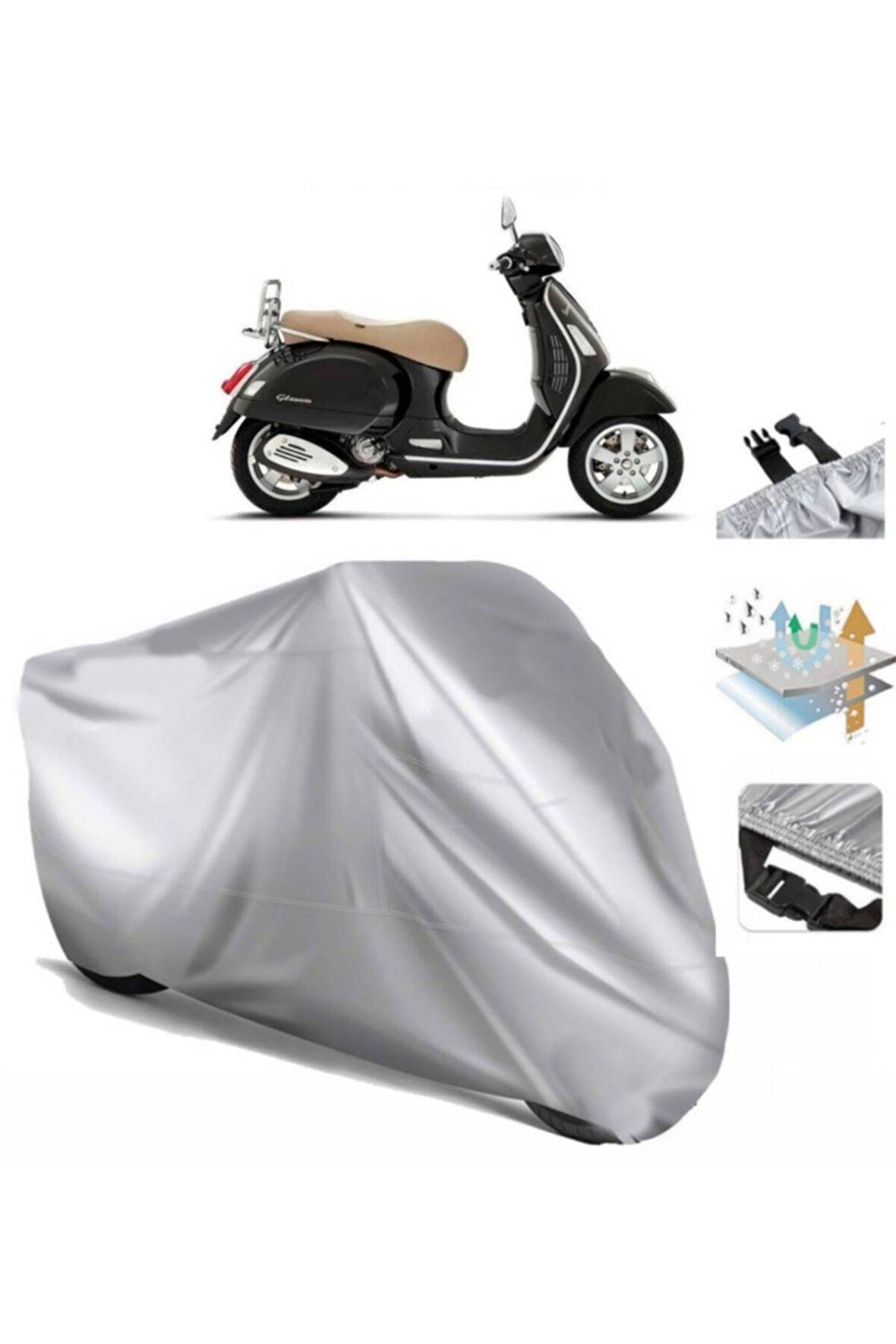Vespa Gts 250 Abs Motosiklet Brandası Motor Branda (bağlantı Tokalı)