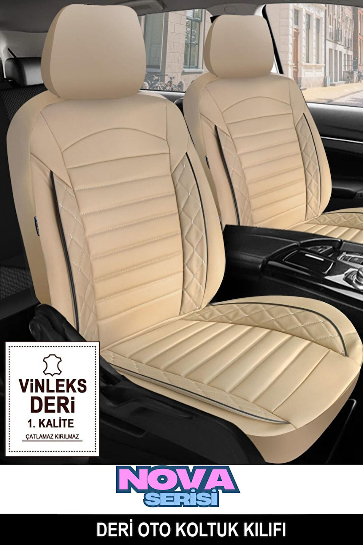 Mercedes C180 Amg 7G Sedan 2010-2014  Aracınıza Uyumlu Siyah Nova Serisi Deri Kılıf