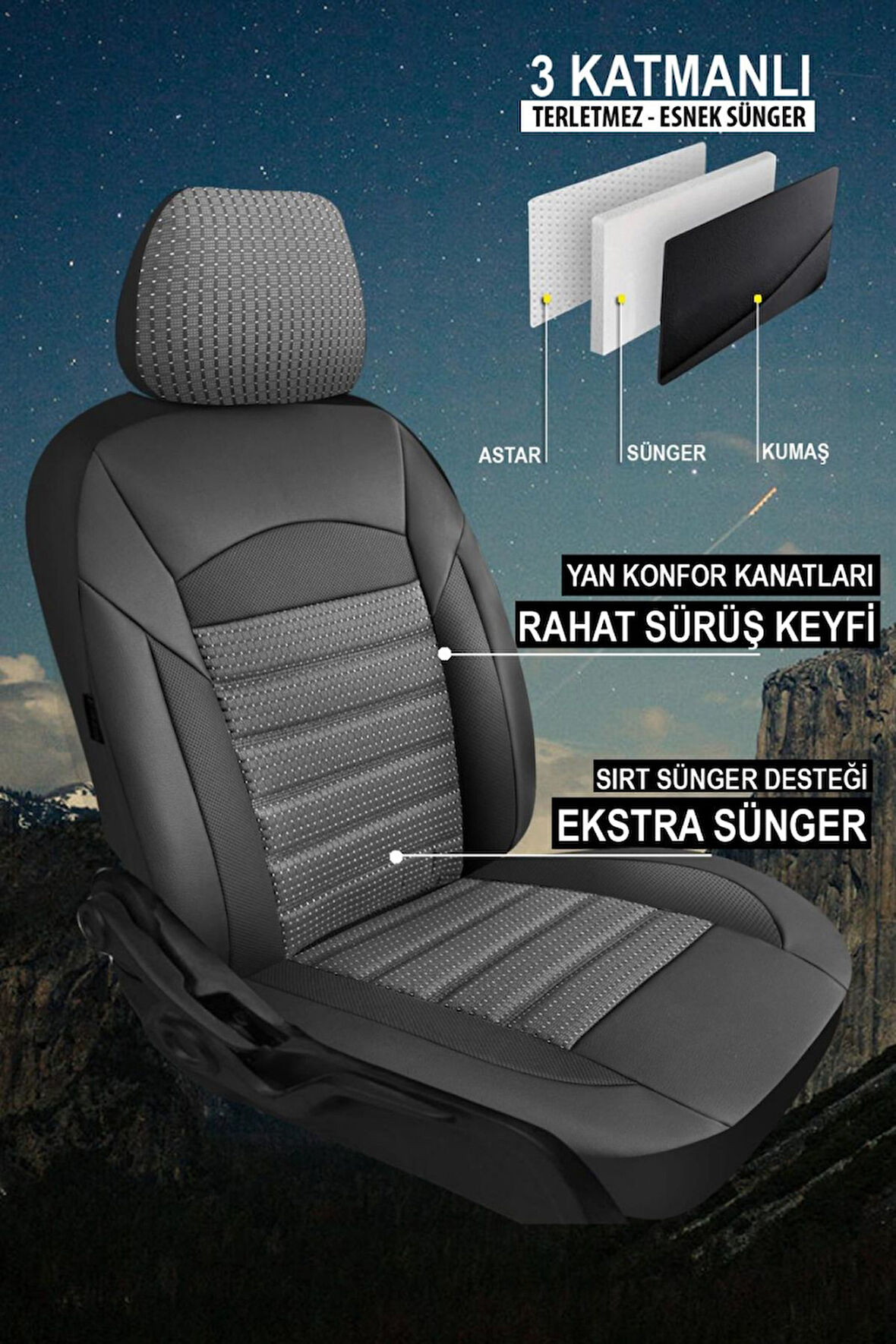 Opel Corsa B 1993-2000 Aracınıza Uyumlu Gri Orion Serisi Jakar Kılıf