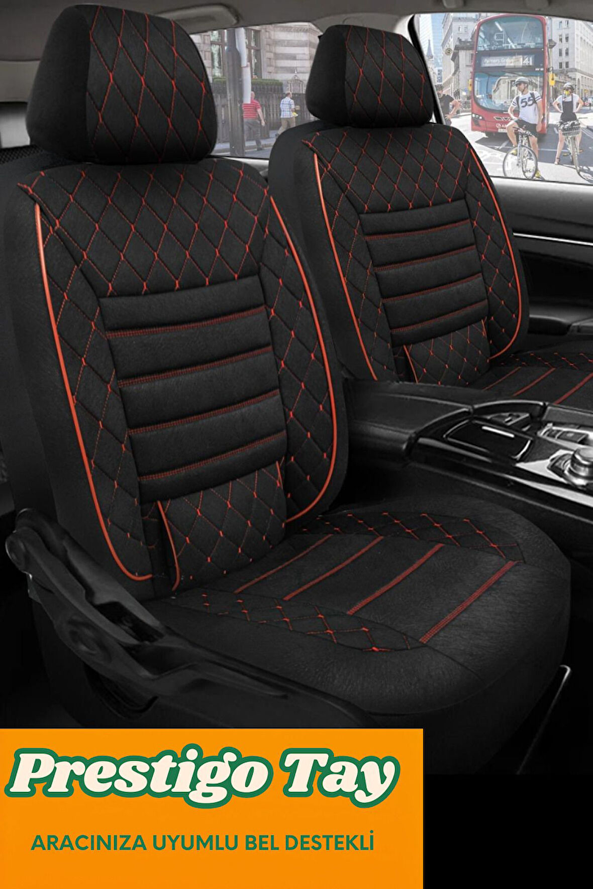 Peugeot 107 (2005–2014) Uyumlu Kırmızı Bel Destekli Prestigo Tay Tüyü