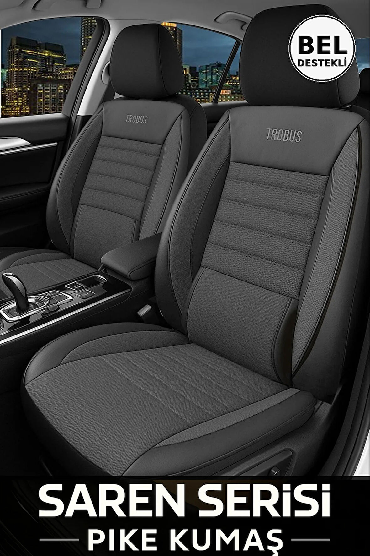 Tegin Üniversal Saren Serisi Oto Koltuk Kılıfı 5’li Set – Airbag & Kolçak Uyumlu, 3 Katman, Pike+Lakost+Deri