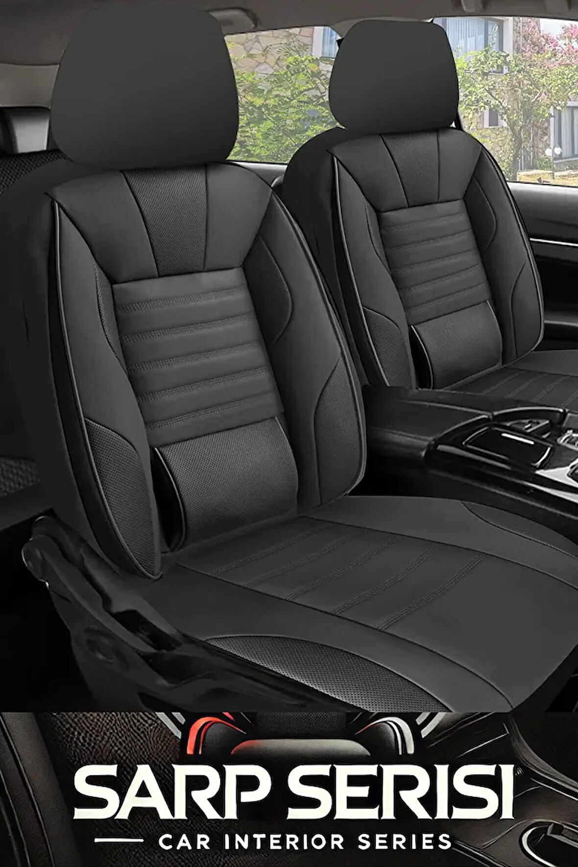 Volkswagen Jetta Sedan 2012-2020  Aracınıza Uyumlu Siyah Sarp Serisi Bel Destekli Kılıf