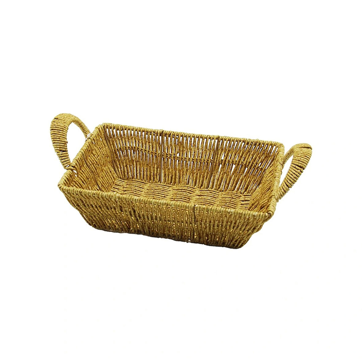 Dikdörtgen Plastik Hasır Ekmek - Çok Amaçlı Sepet Kulplu - Metal İskelet Taban:13.5x20- Ağız:19x26.5cm D:7.5cm