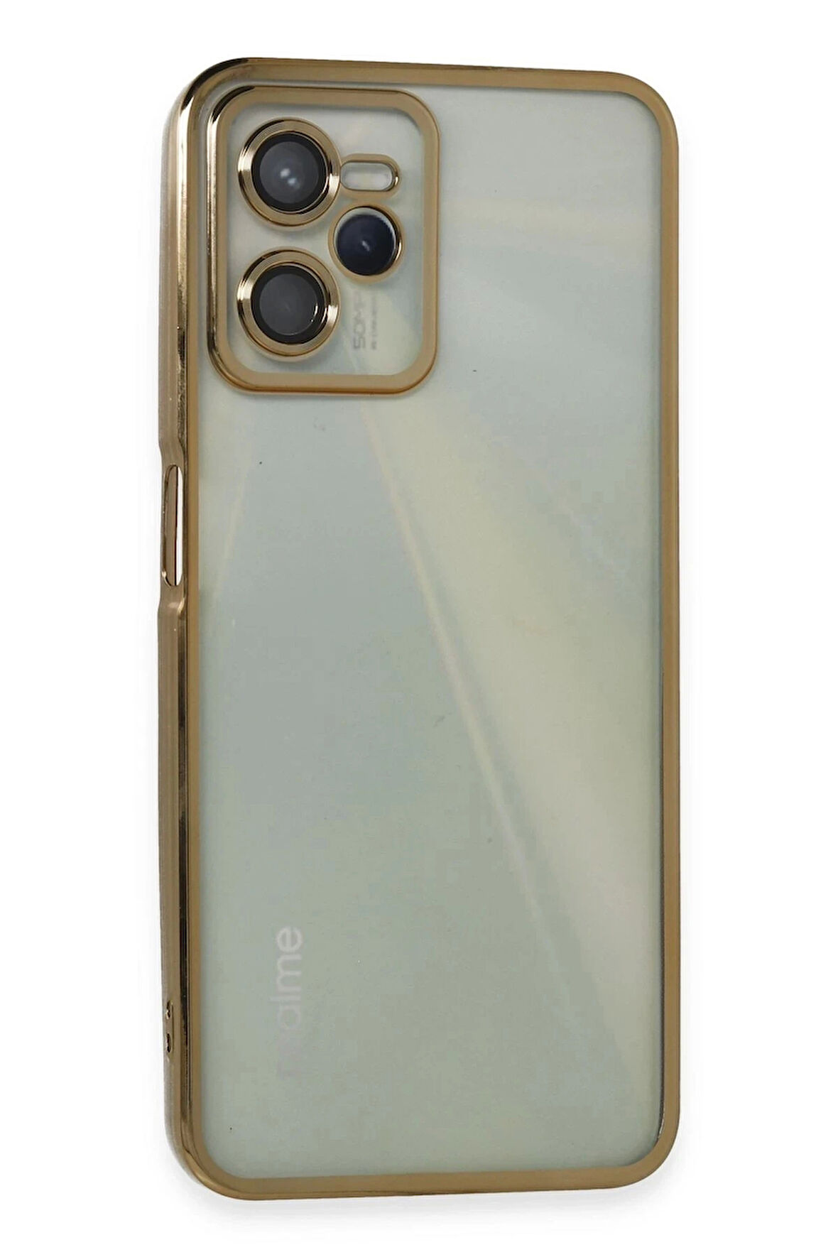 Realme C35 Kılıf Razer Lensli Silikon - Gold
