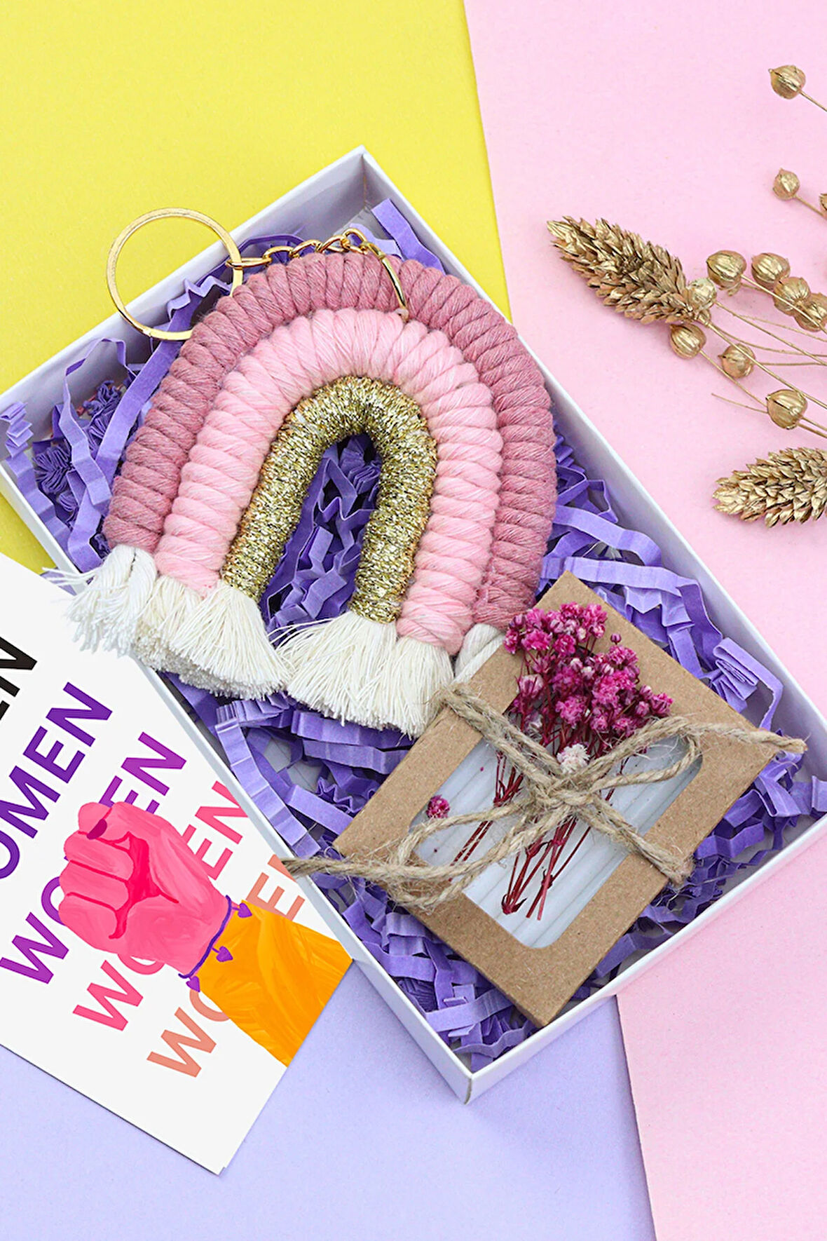 Gökkuşağı Anahtarlık & Özel Kutulu Mini Sabun Hediye Seti