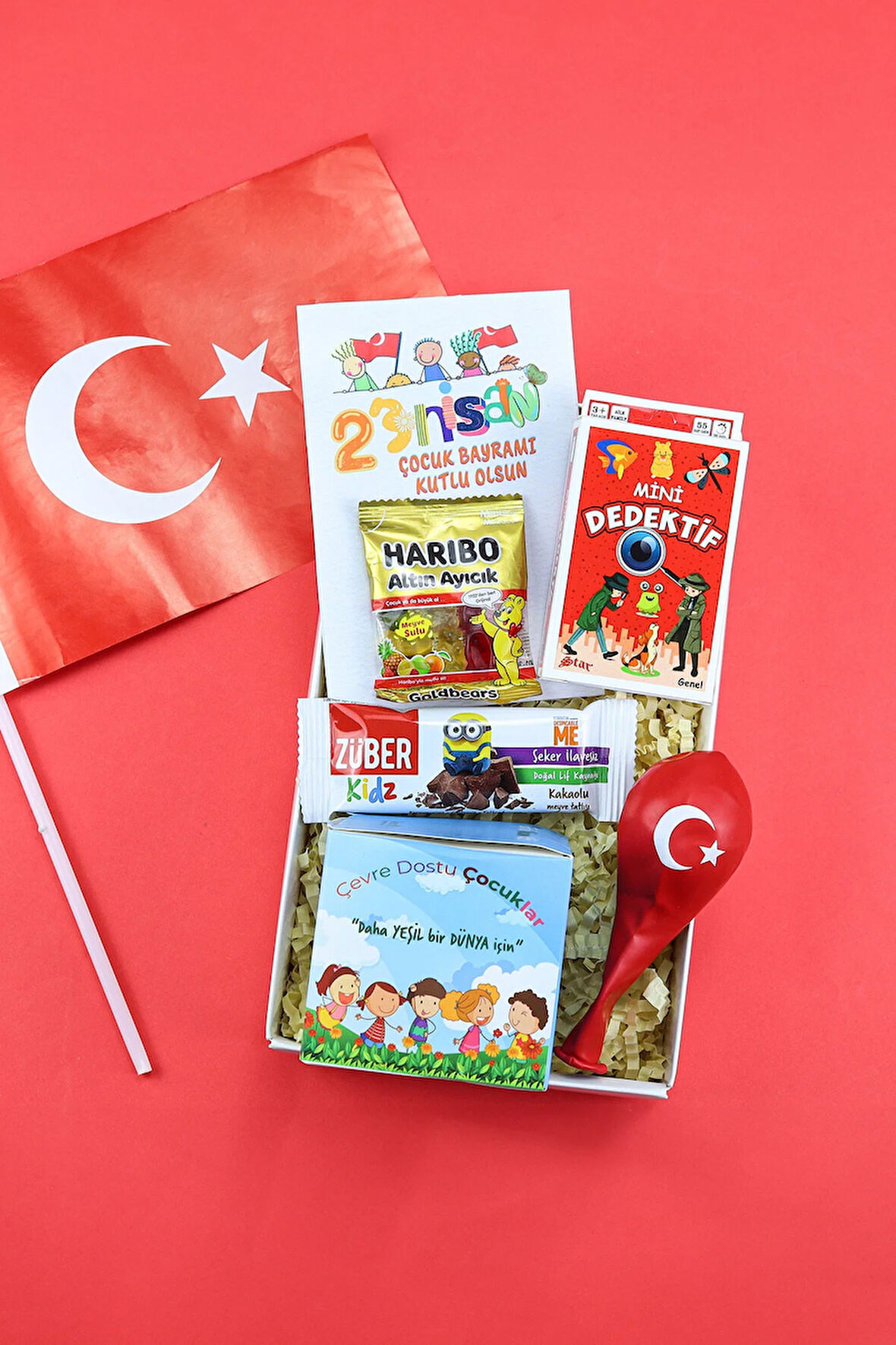 Çocuk Dikim Kiti & Mini Haribo & Kart Oyunu & Züber Kidz & Türk Bayrağı &  Balon Hediye Seti