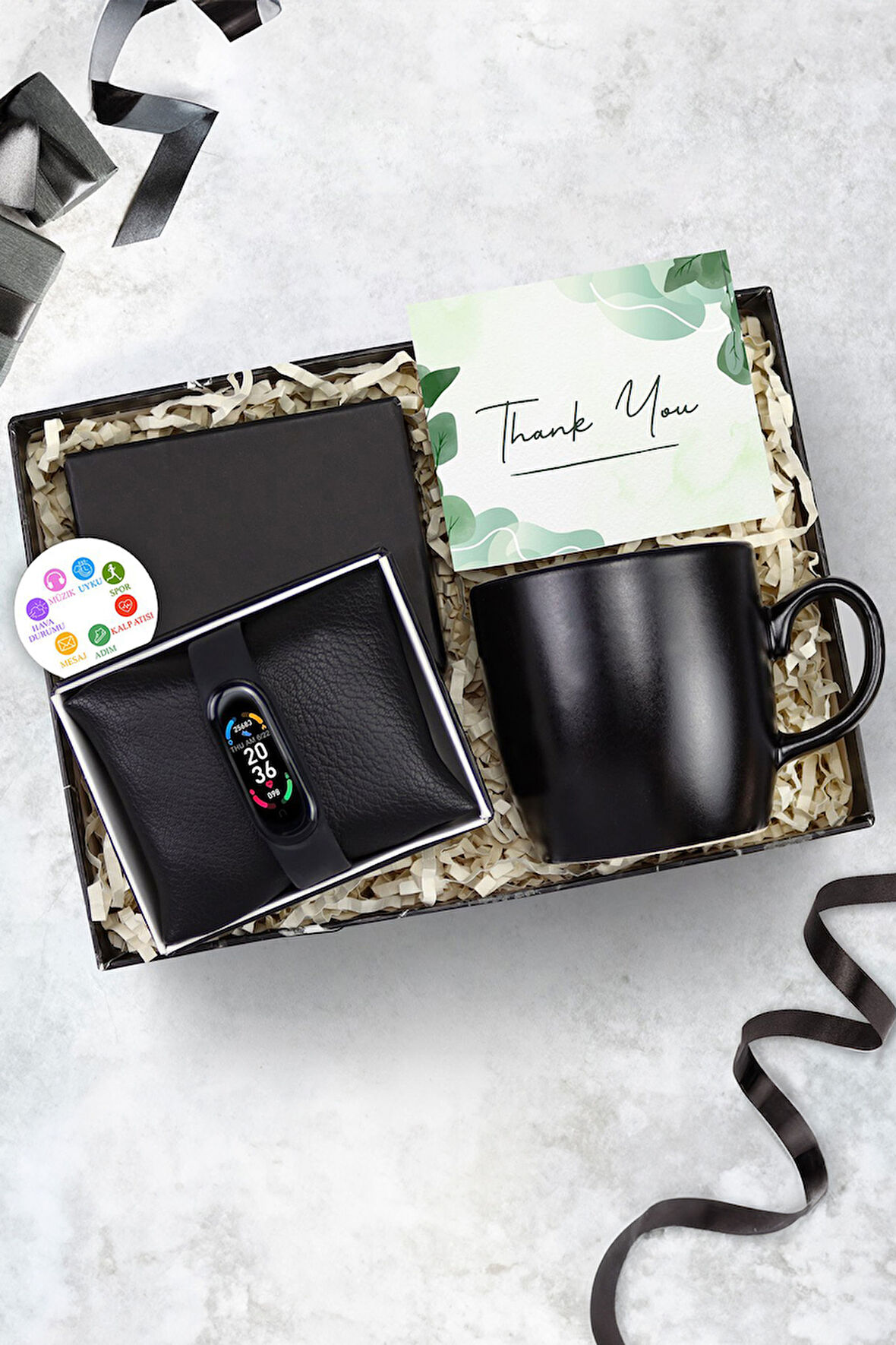 Yeni Nesil Akıllı Bileklik Smart Band M6 & Siyah Mat Kupa Hediye Seti