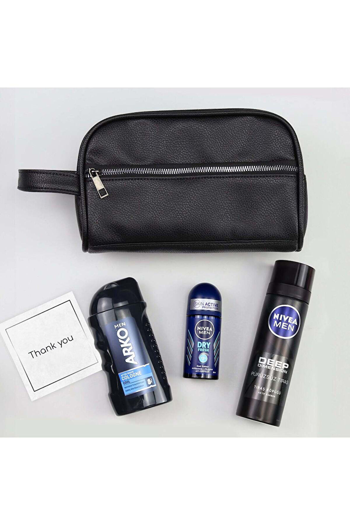 Erkek Roll-on Deodorant & Erkek El Çantası & Tıraş Kolonyası & Tıraş Köpüğü Hediye Seti