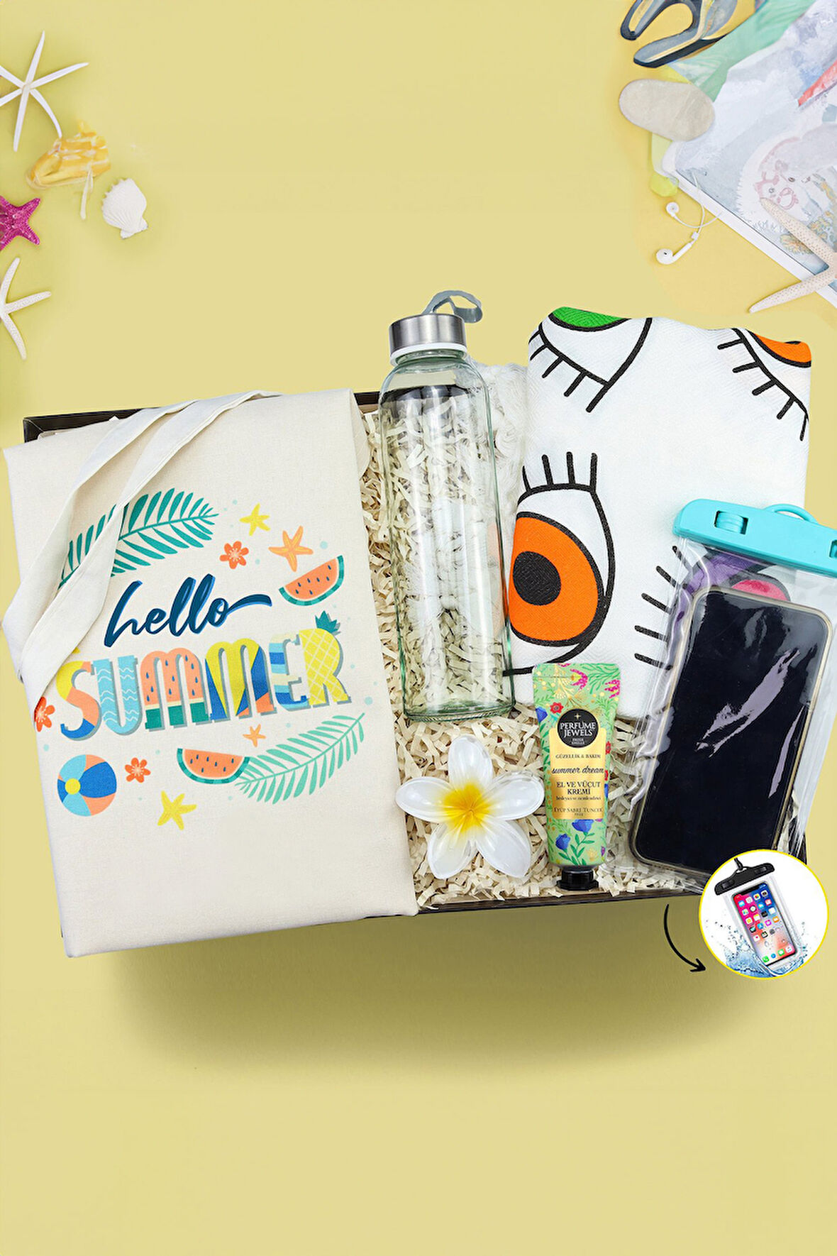 Ham Bez Çanta & Peştemal & El Kremi & Cam Matara & Mandal Toka & Telefon Kılıfı Hediye Seti