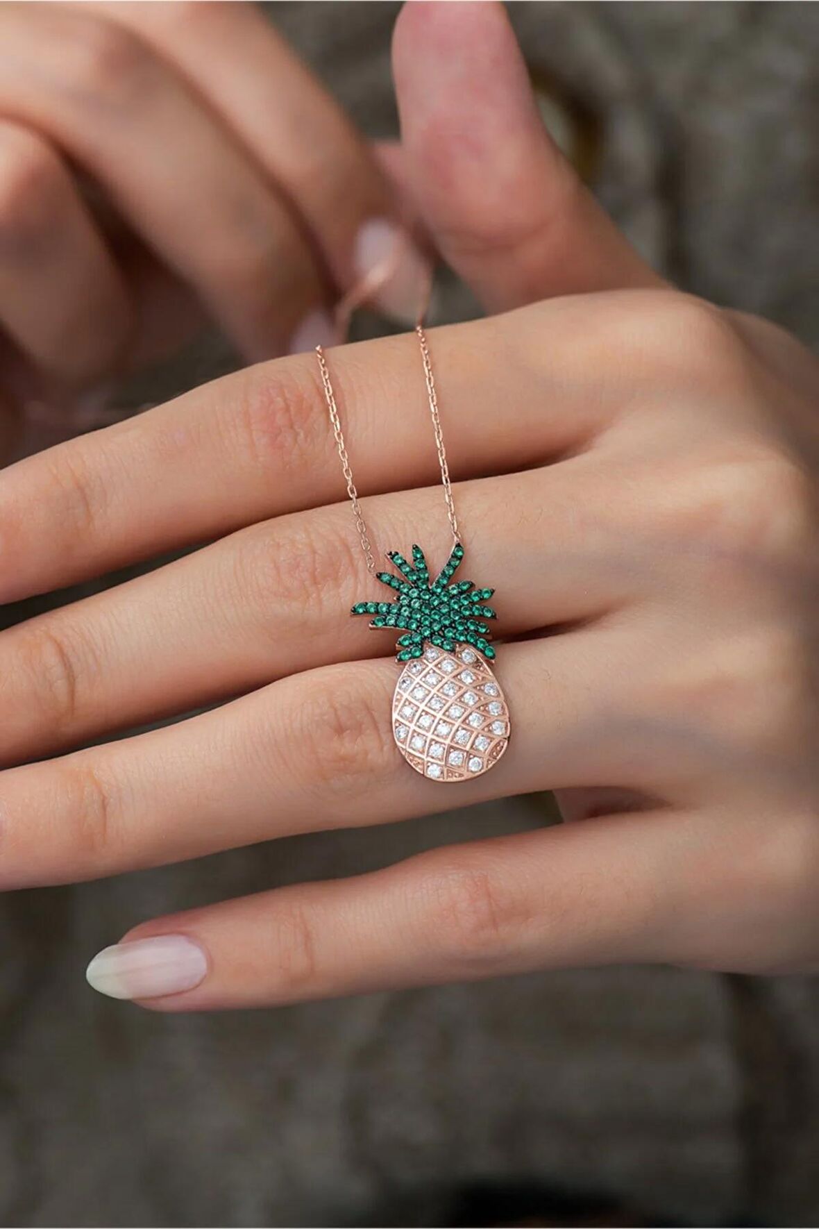 925 Ayar Ananas Kadın Gümüş Kolye