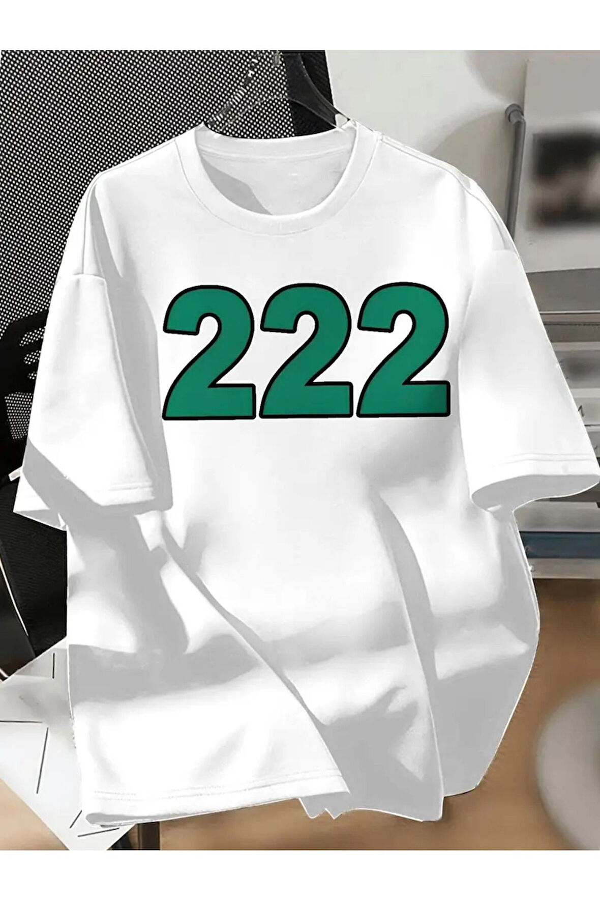 Unisex 222 Numaralı Trend Baskılı Oversize T-shirt