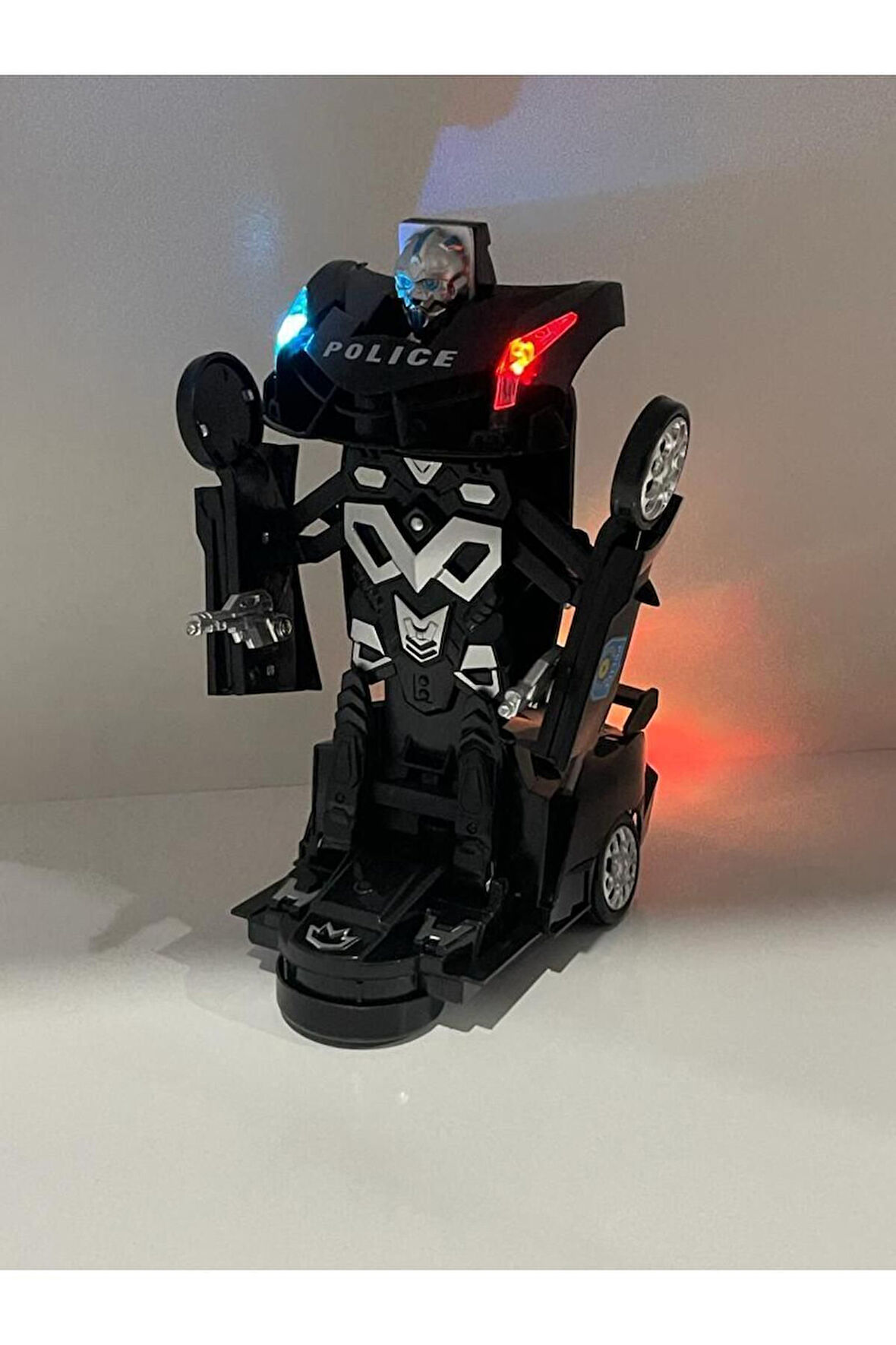 Polis Transformers Arabası Işıklı Sesli Kendinden Robota Dönüşebilen Çarp Dön Araba 25 cm