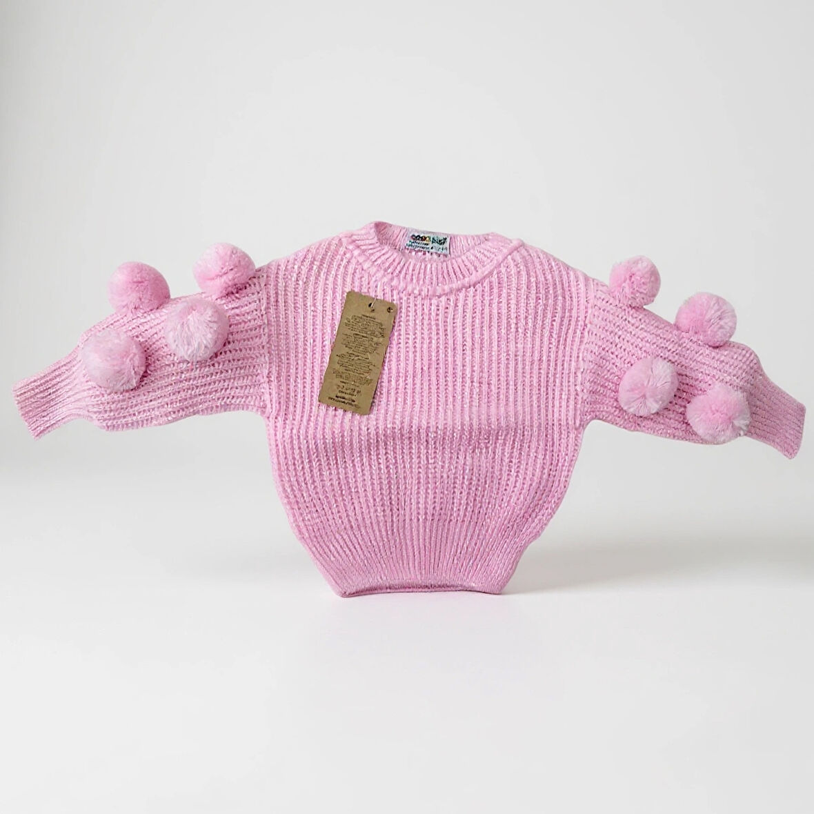 KIZ BEBEK TRİKO PONPON DETAYLI KAZAK 6-24 AY