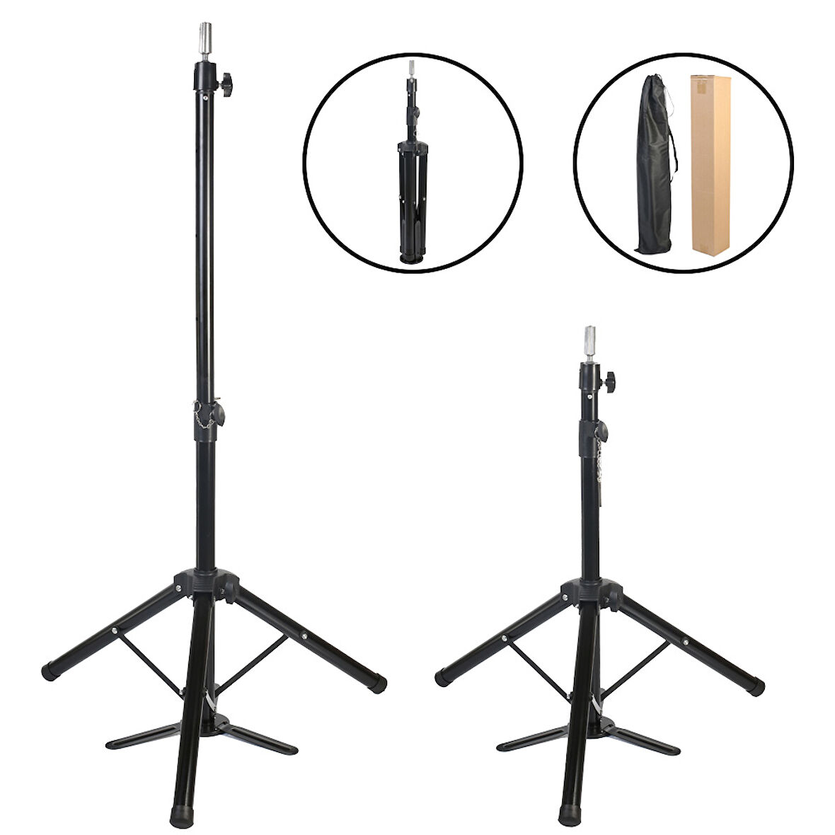  Kuaför Eğitim Mankeni İçin Ayaklı Metal Tripod - Siyah + Taşıma Çantası