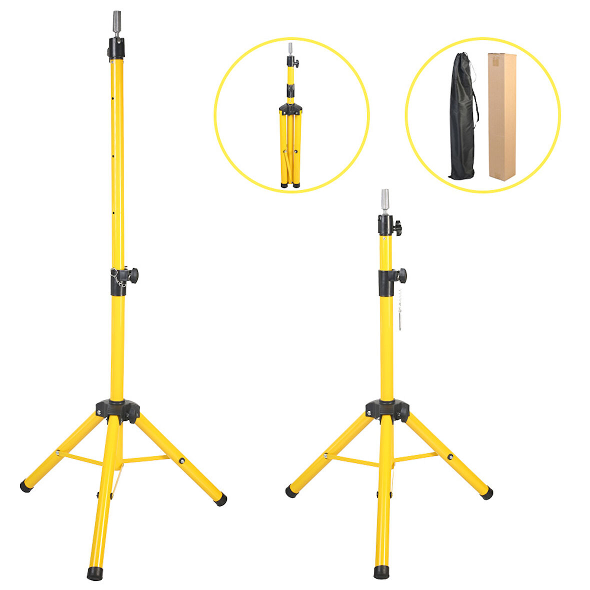  Kuaför Eğitim Mankeni İçin Metal Tripod - Sari + Taşıma Çantası