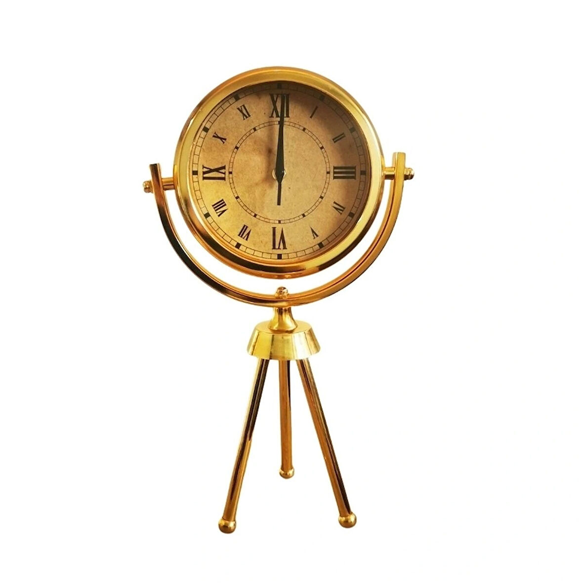 Tripod Model Gold Renkte Masa Saati