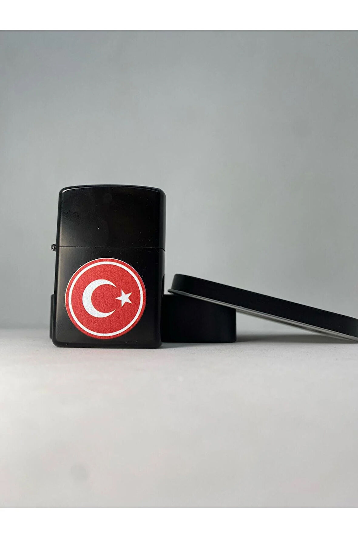 Türk Bayrağı Tasarımlı Kutulu Benzinli Metal Çakmak