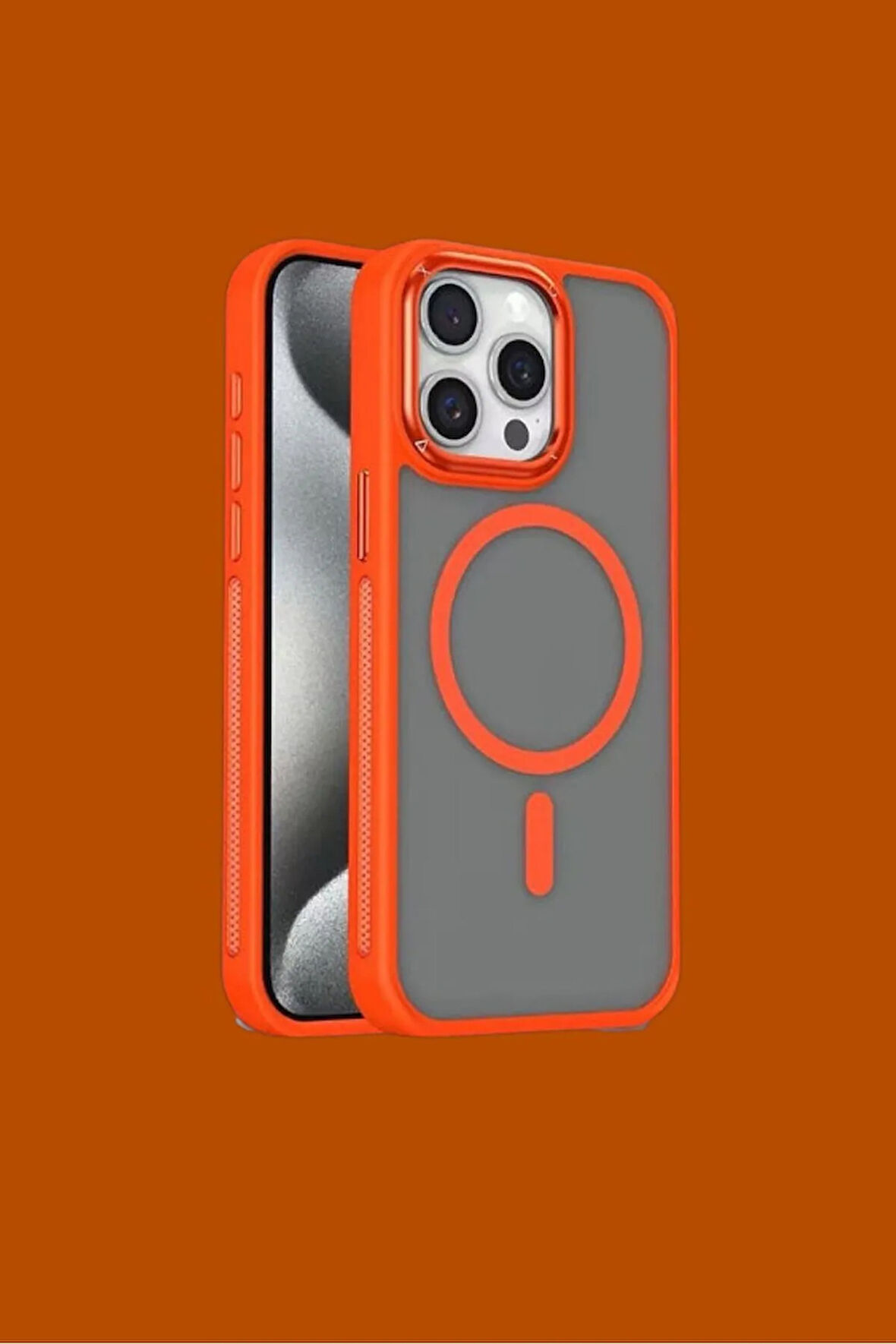 IPHONE 16 Pro Max;Magsafe Özellikli, Lens Koruyuculu, Darbe Önleyici, Kenarları Renklİ Silikon Kılıf