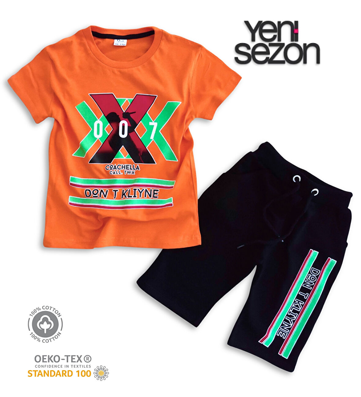 Triliya Pamuklu Unisex Çocuk Kapri Takımı (Cepli & Kordonlu, 3-12 Yaş)